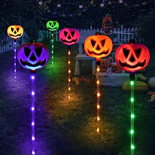 Thumbnail 6 de Homeleo Solar Pumpkin Stake Lights: Set of 6 for Halloween