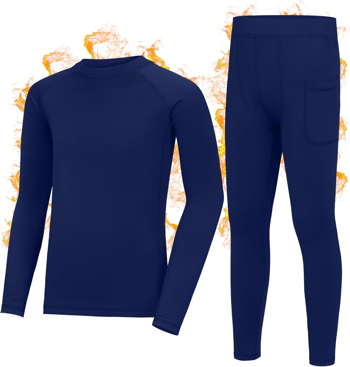 Detalle de Roadbox RYCA0209016_ParentASIN Boys Thermal Underwear Set, Fleece-Lined Base Layer