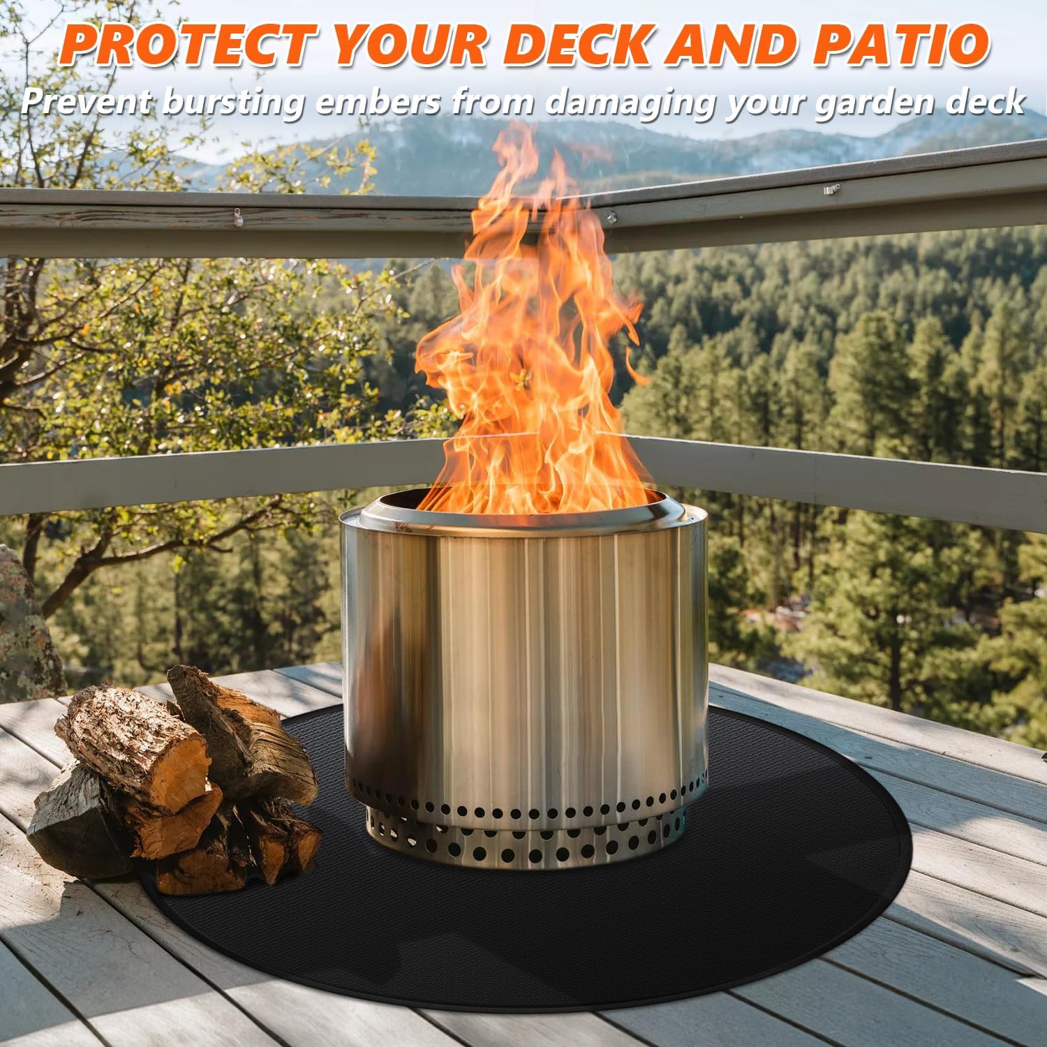 Detalle de Huchiz Fire Pit Chiminea Mat, 36-Inch Round Double-Sided Protector