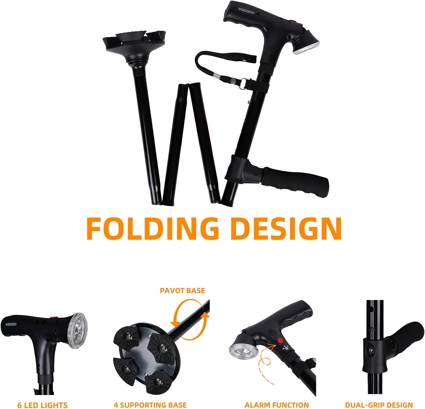 Detalle 1 de RUNZI Folding Cane 33–38in