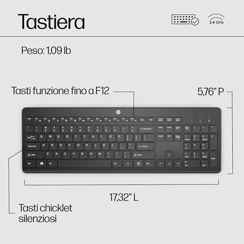 Thumbnail 1 de HP 230 Combo Tastiera e Mouse Wireless: kit affidabile con dongle USB-A a 2,4 GHz
