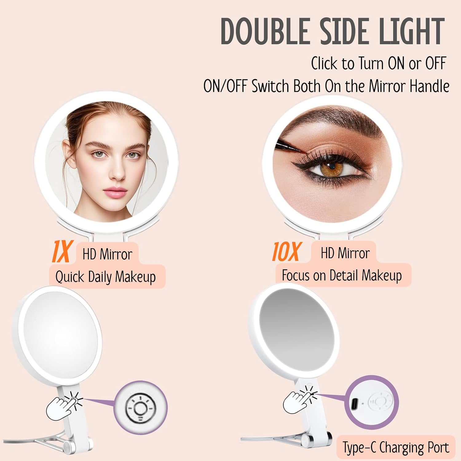 Detalle de SIXHANS LED makeup mirror, 10X magnification