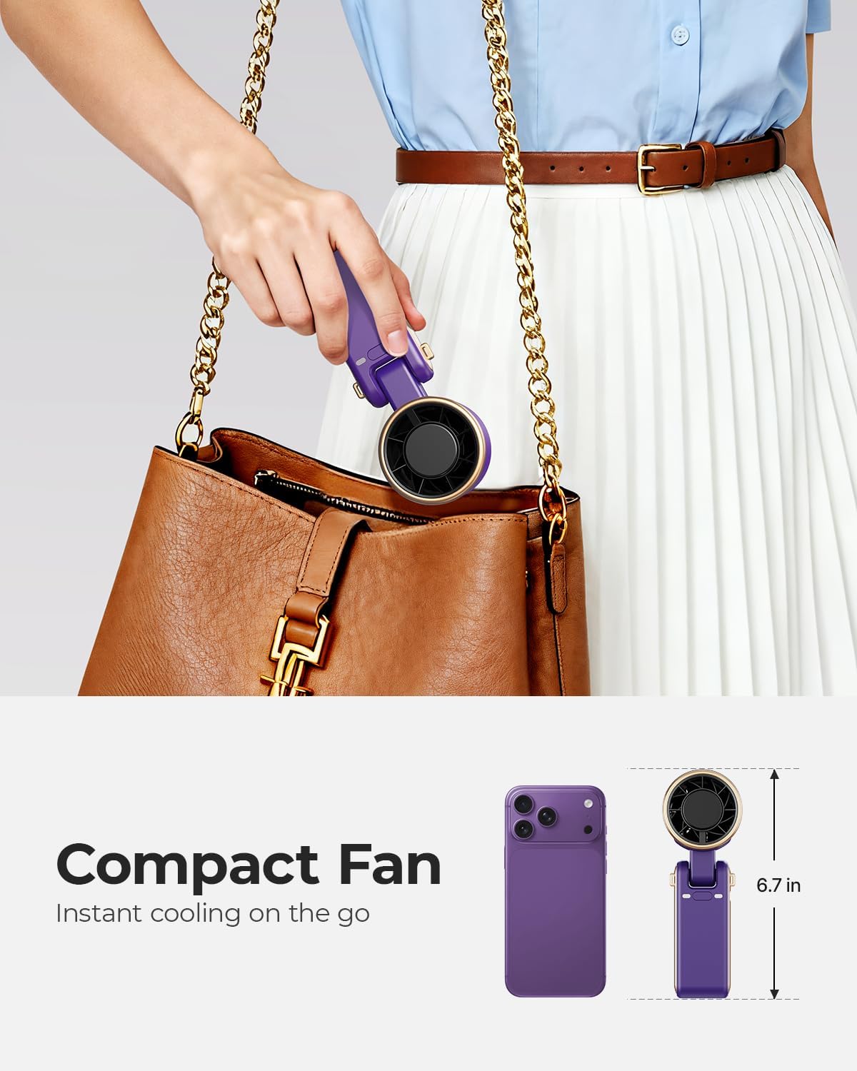 Detalle 2 de Bearwind S40 Portable Handheld Fan, 5 Speeds, 4000mAh, Foldable Design