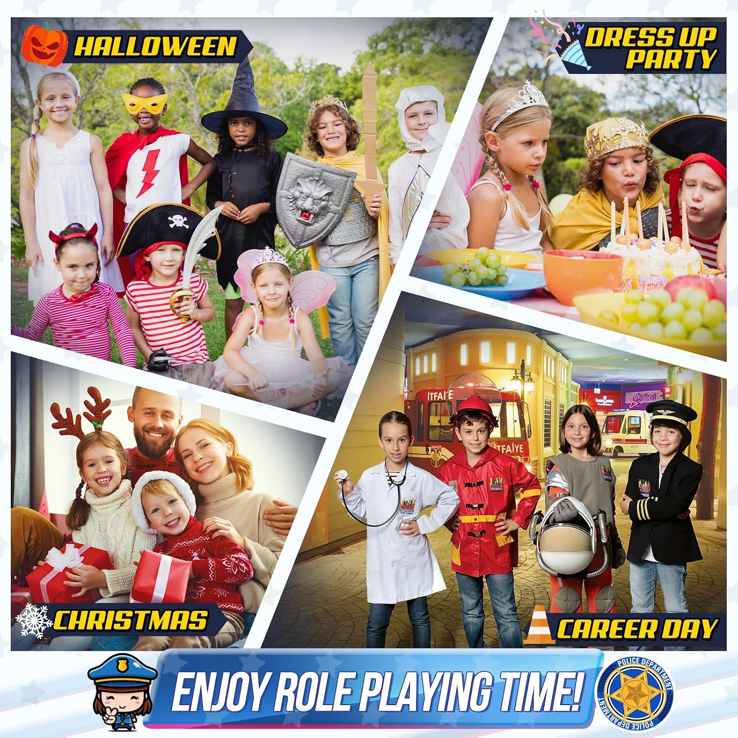 Thumbnail 6 de Loscola Police Officer Costume for Girls, Medium (5-7 Years), 13-Piece Set