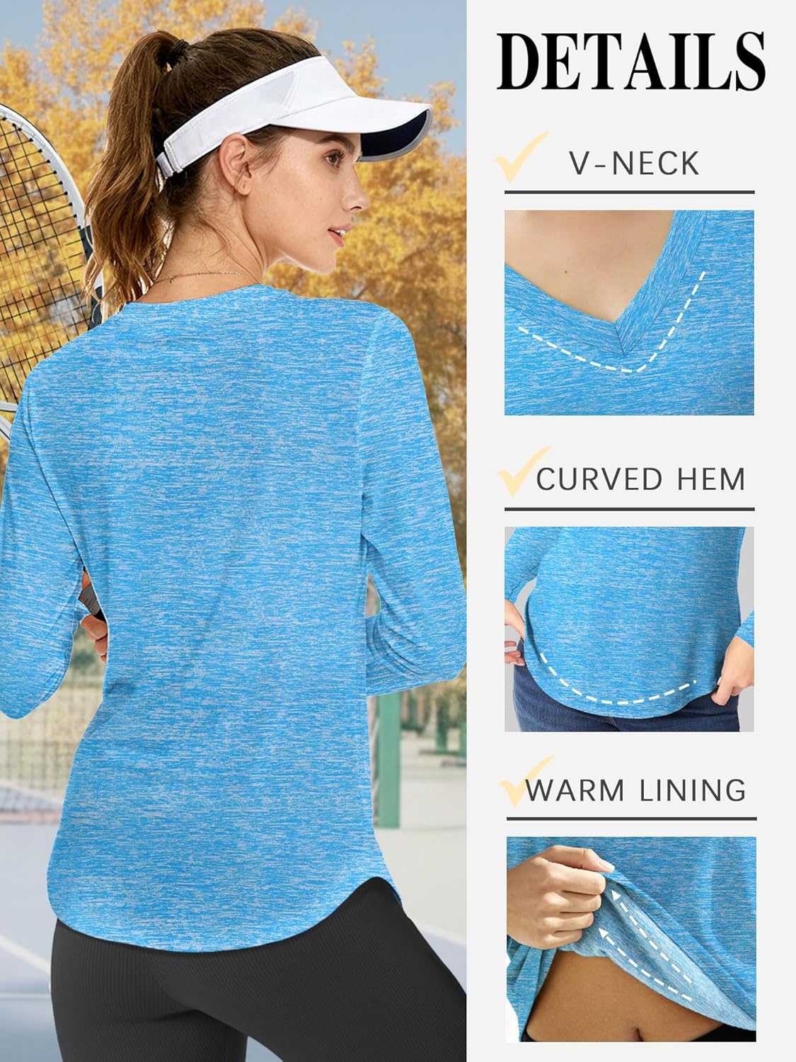 Thumbnail 4 de Damen Sportshirt Kurzarm mit V-Ausschnitt und UPF 50+ (Flauschfutter) – atmungsaktiv & mit 4-Wege-Stretch