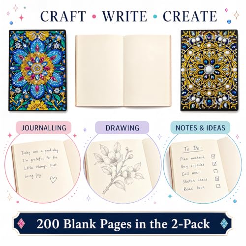 Thumbnail 3 de JATOK 2 Pack Diamond Painting Notebooks for Girls – A5 Blank Journals with Gem Art Craft Kits