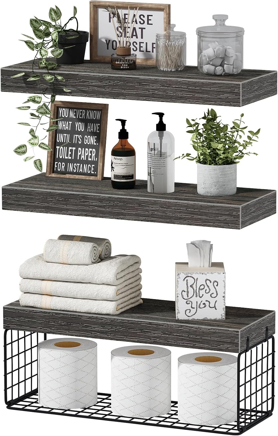 Detalle de QEEIG Bathroom Shelves, 15.7-Inch