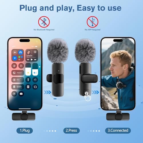 Detalle de voijump 2026 Wireless Lavalier Microphone (2-Pack) for iPhone, Android & More