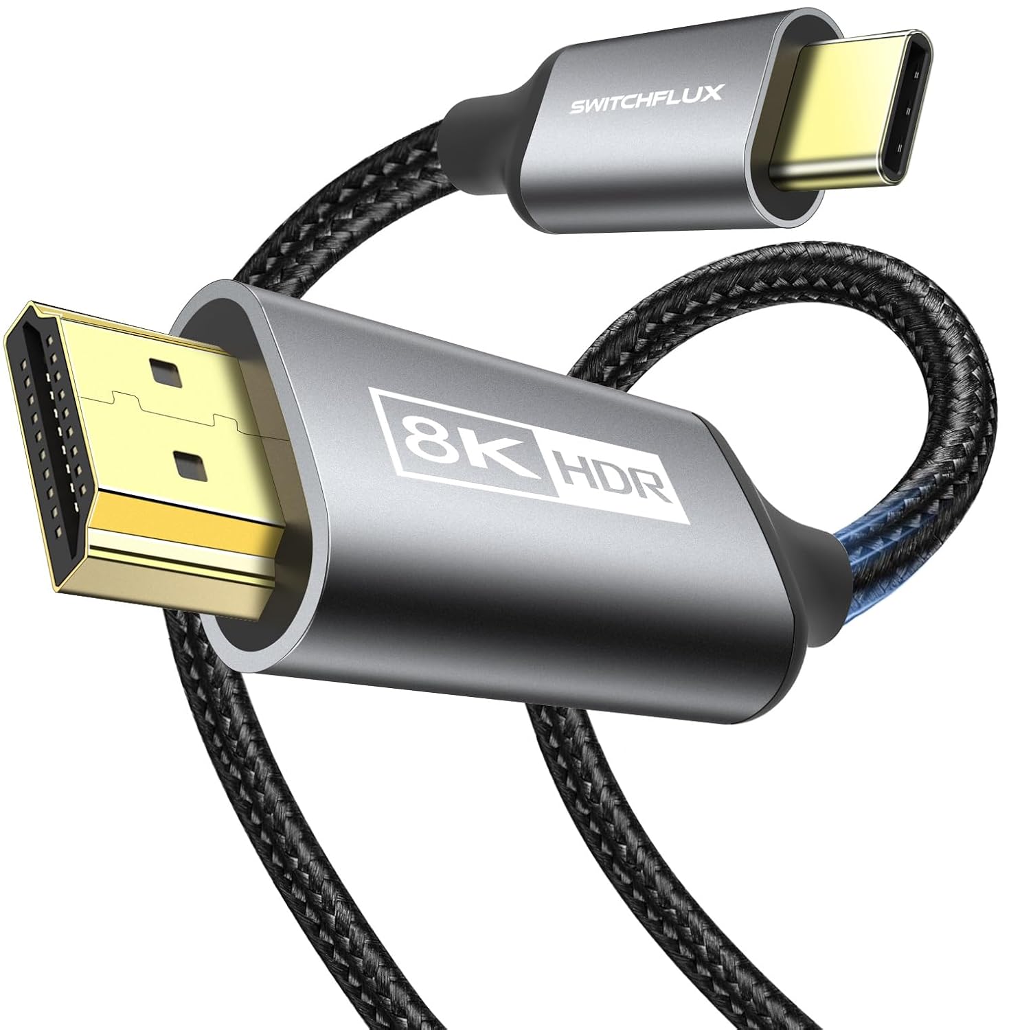 Detalle de SWITCHFLUX USB-C to HDMI Cable 2.1 (6FT) for 8K@60Hz, 4K@144Hz and Thunderbolt 3/4