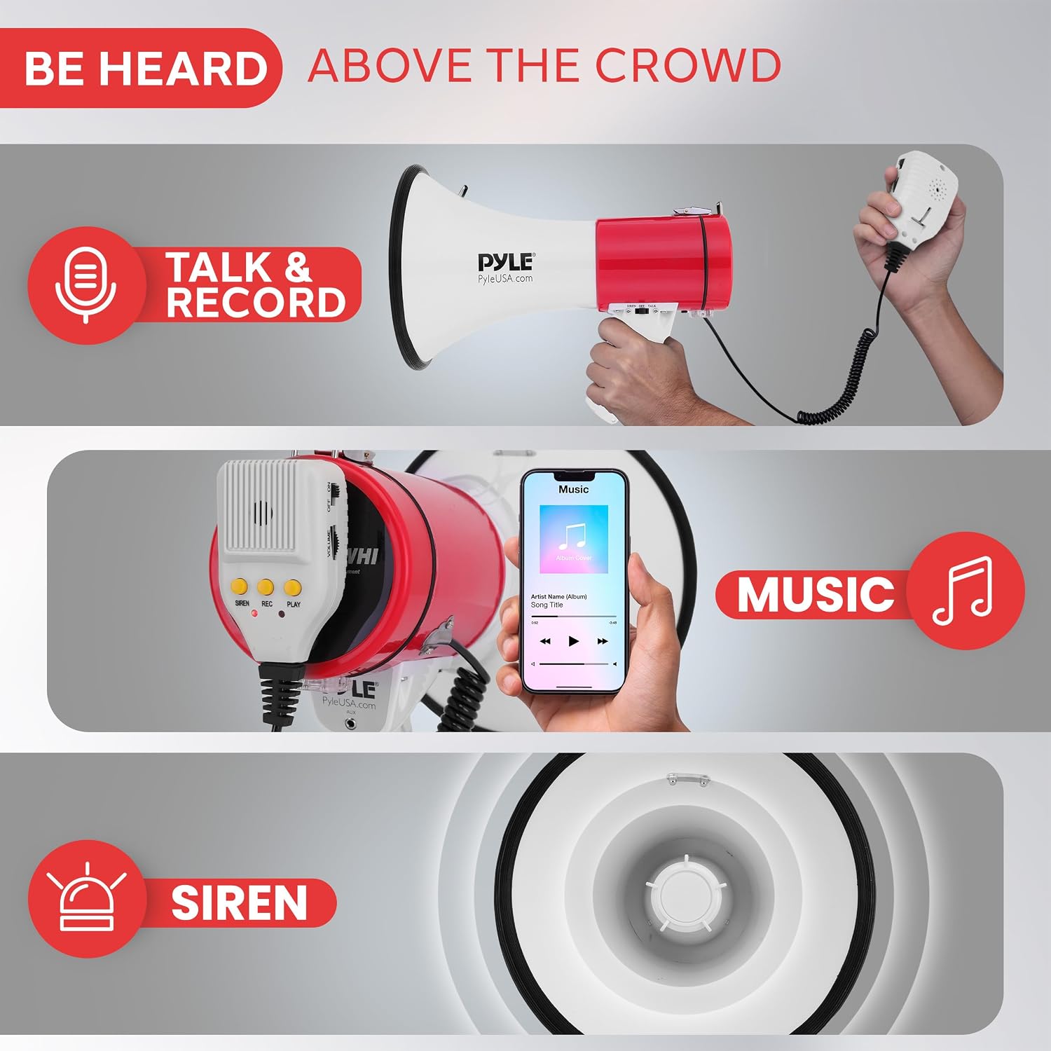 Thumbnail 2 de Pyle Megaphone Speaker with Siren