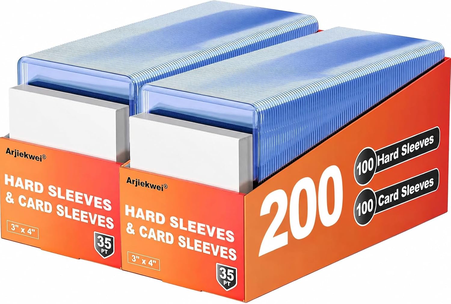 Detalle de Arjiekwei Card Sleeves Hard Plastic 3" x 4" (35PT) – 200 Hard + 200 Soft Sleeve Set