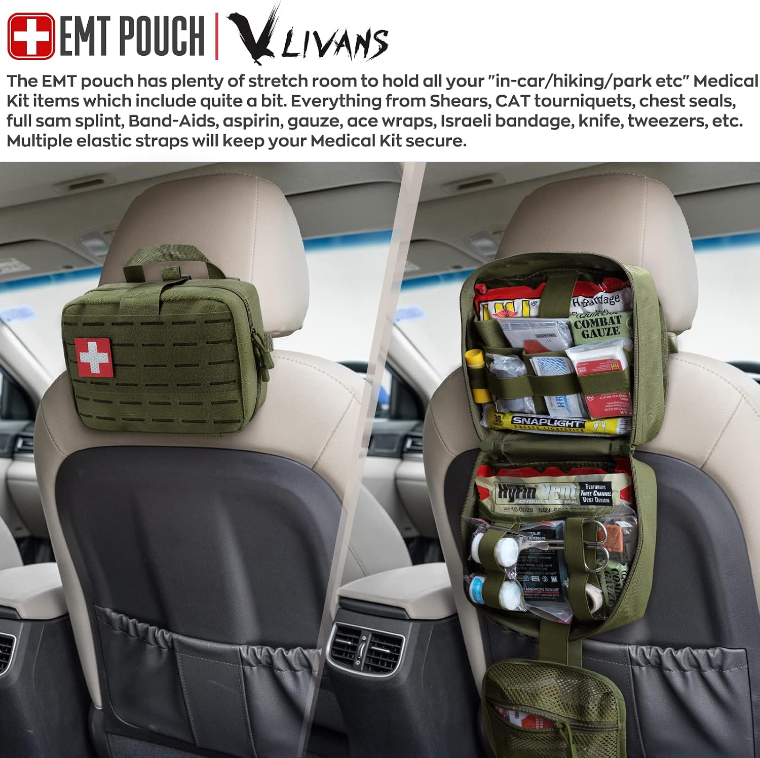 Thumbnail 6 de LIVANS Tactical Molle メディカルポーチ 空ポーチ・クイックリリース・ヘッドレスト取付対応