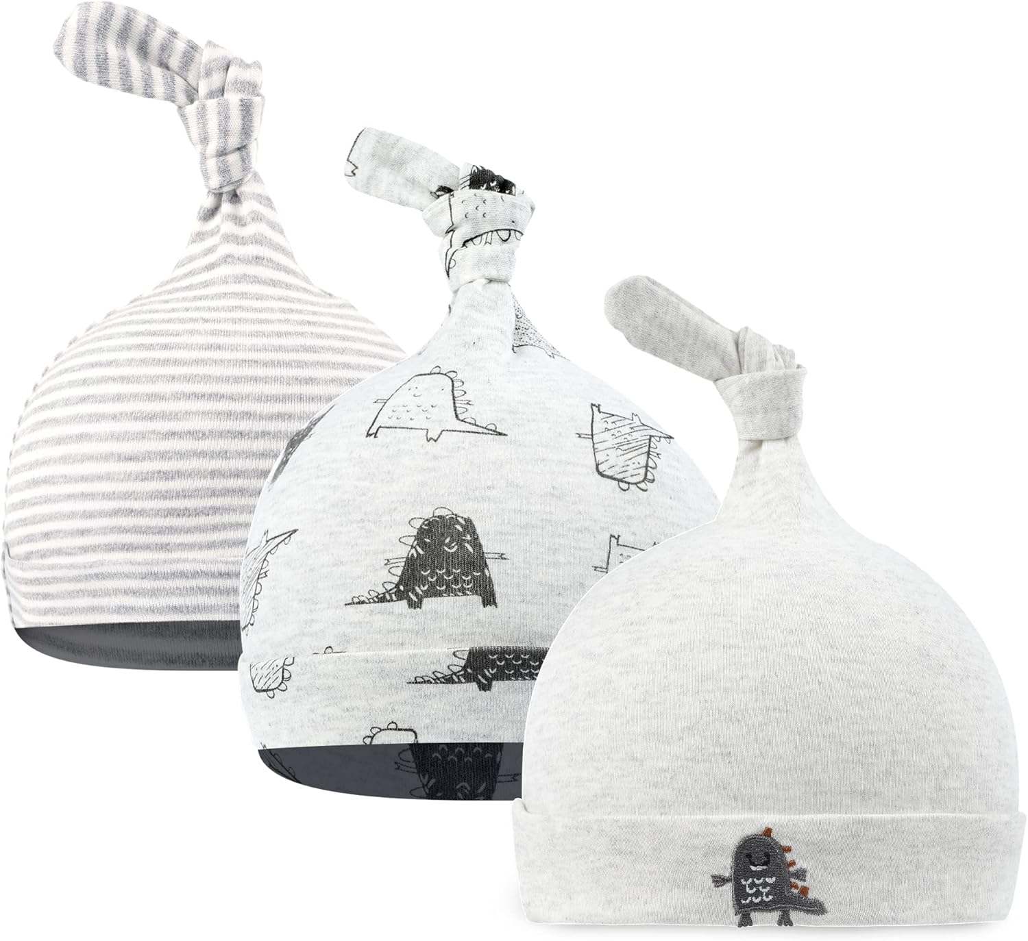 Detalle de CuteOn 3 Pack Baby Beanie Knot Hats – Cotton Adjustable Caps for 2–6 Months