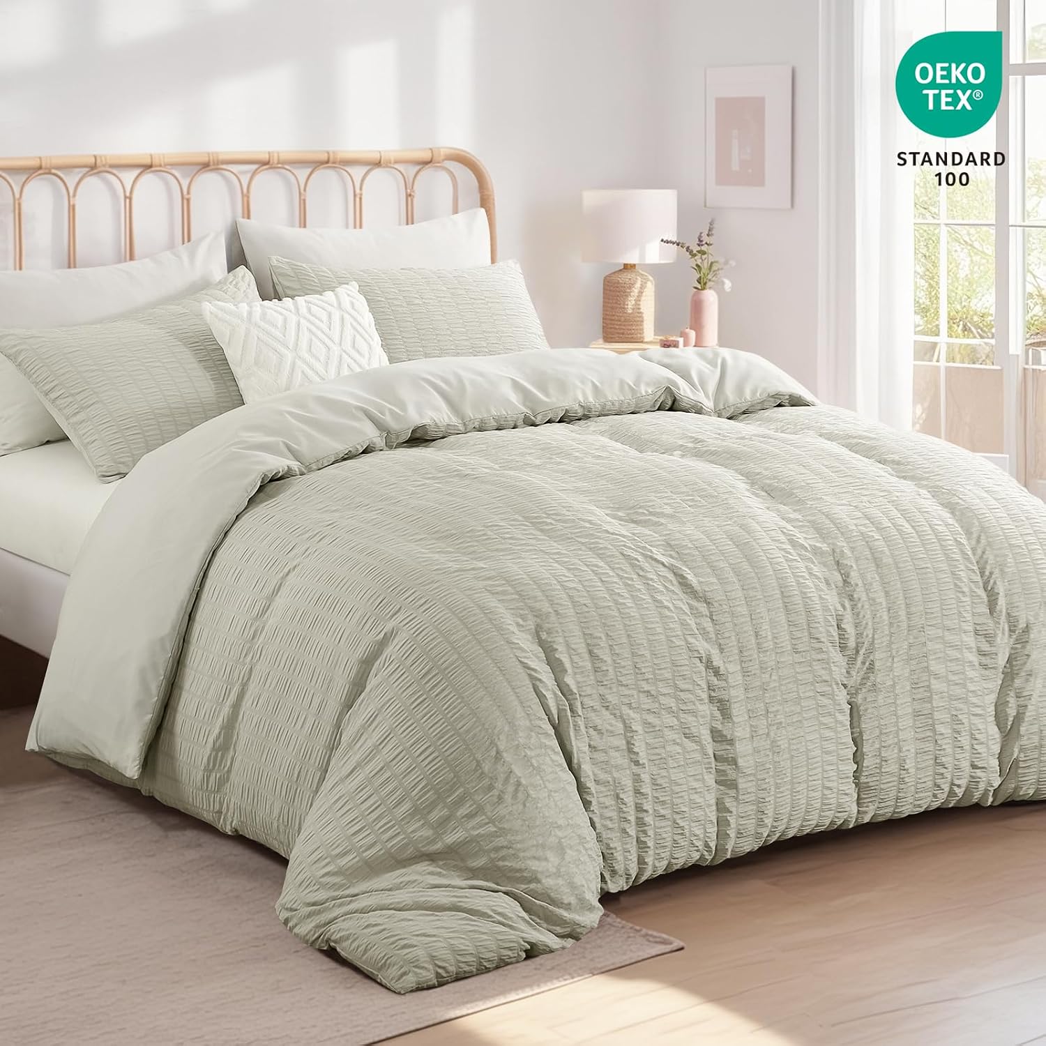 Thumbnail 1 de King Size Seersucker duvet cover set 230x220