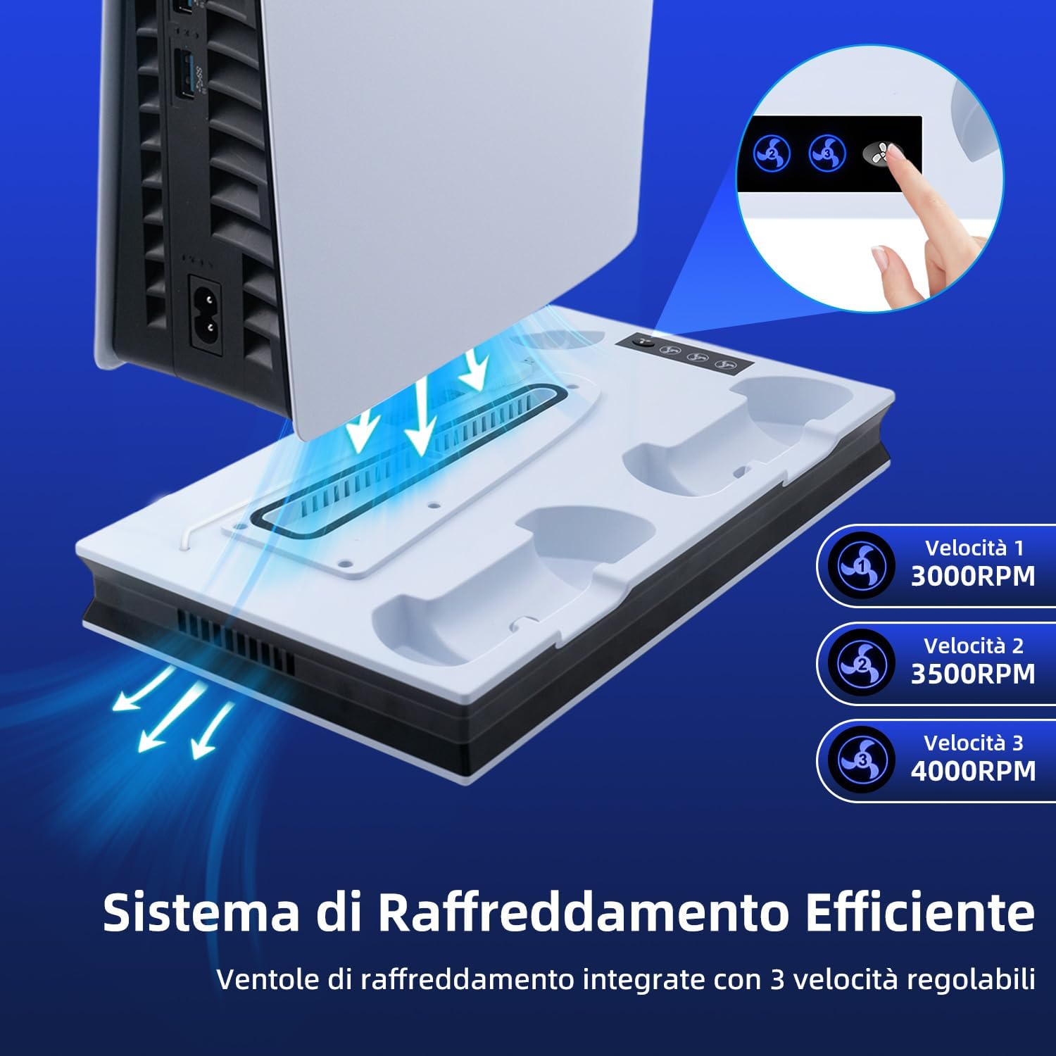 Thumbnail 3 de Wigearss Supporto Raffreddamento PS5 con Carica 2 Controller