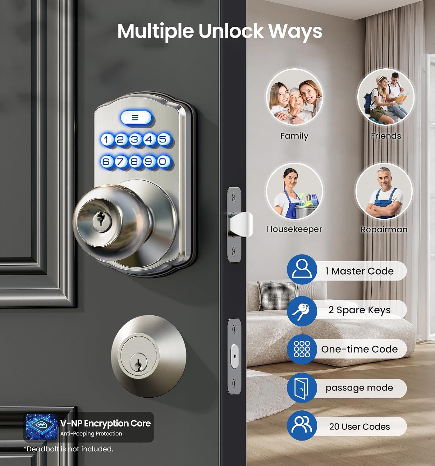 Detalle 2 de Veise Keypad Door Knob, KS03