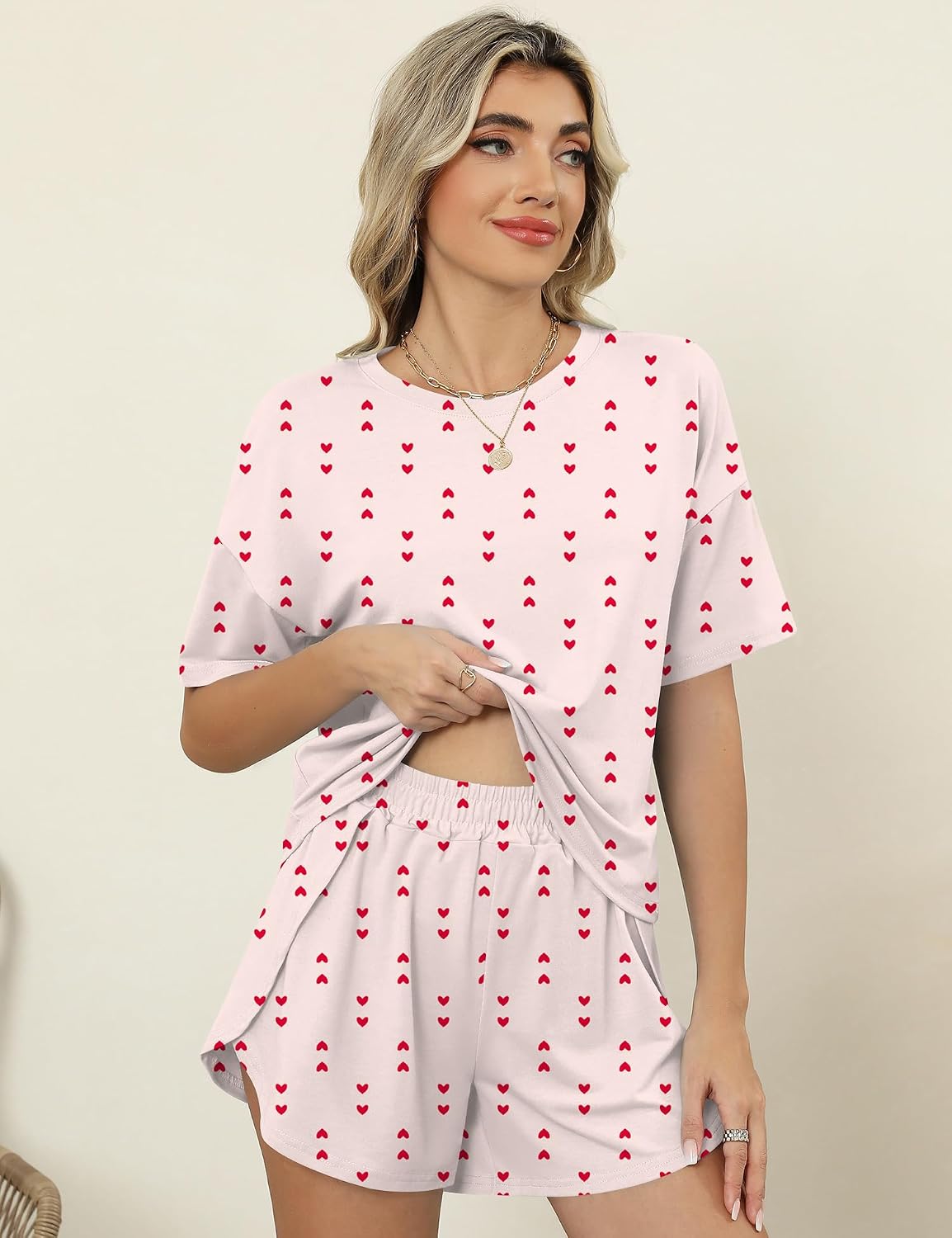 Detalle 2 de IECCP Damen Kurz-Pyjama Set für Sommer