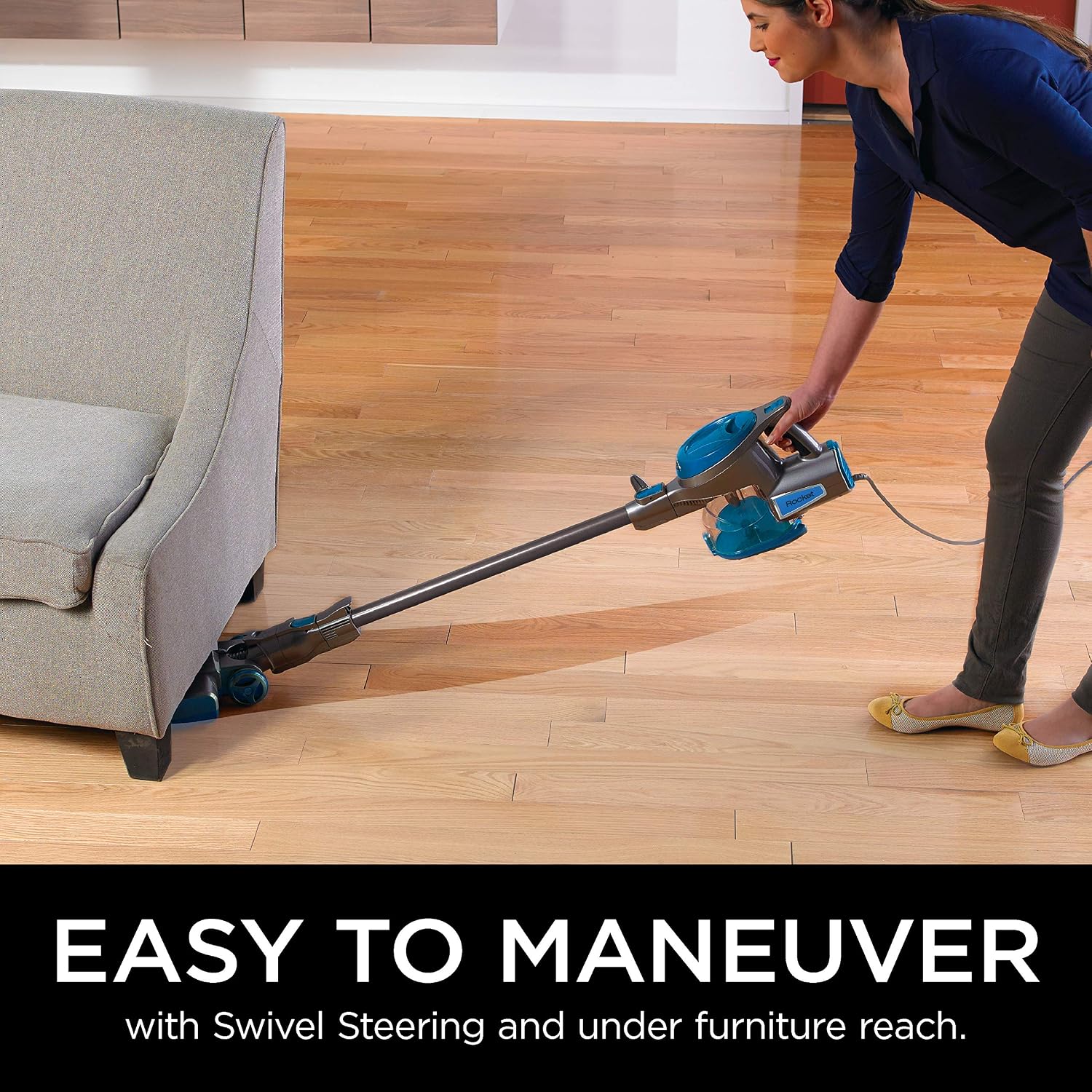 Detalle de Shark Rocket HV300C Corded Stick Vacuum, 2-in-1, Swivel Steering, Blue