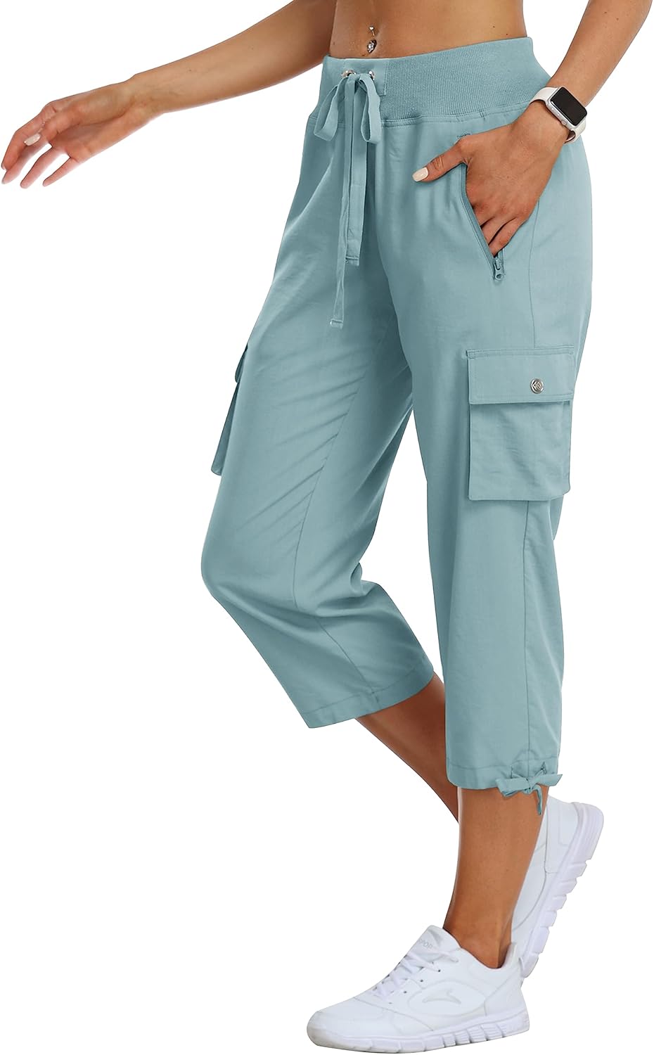 Thumbnail 2 de Pantalon cargo femme MoFiz 3/4 de randonnée respirant, léger avec poches zippées