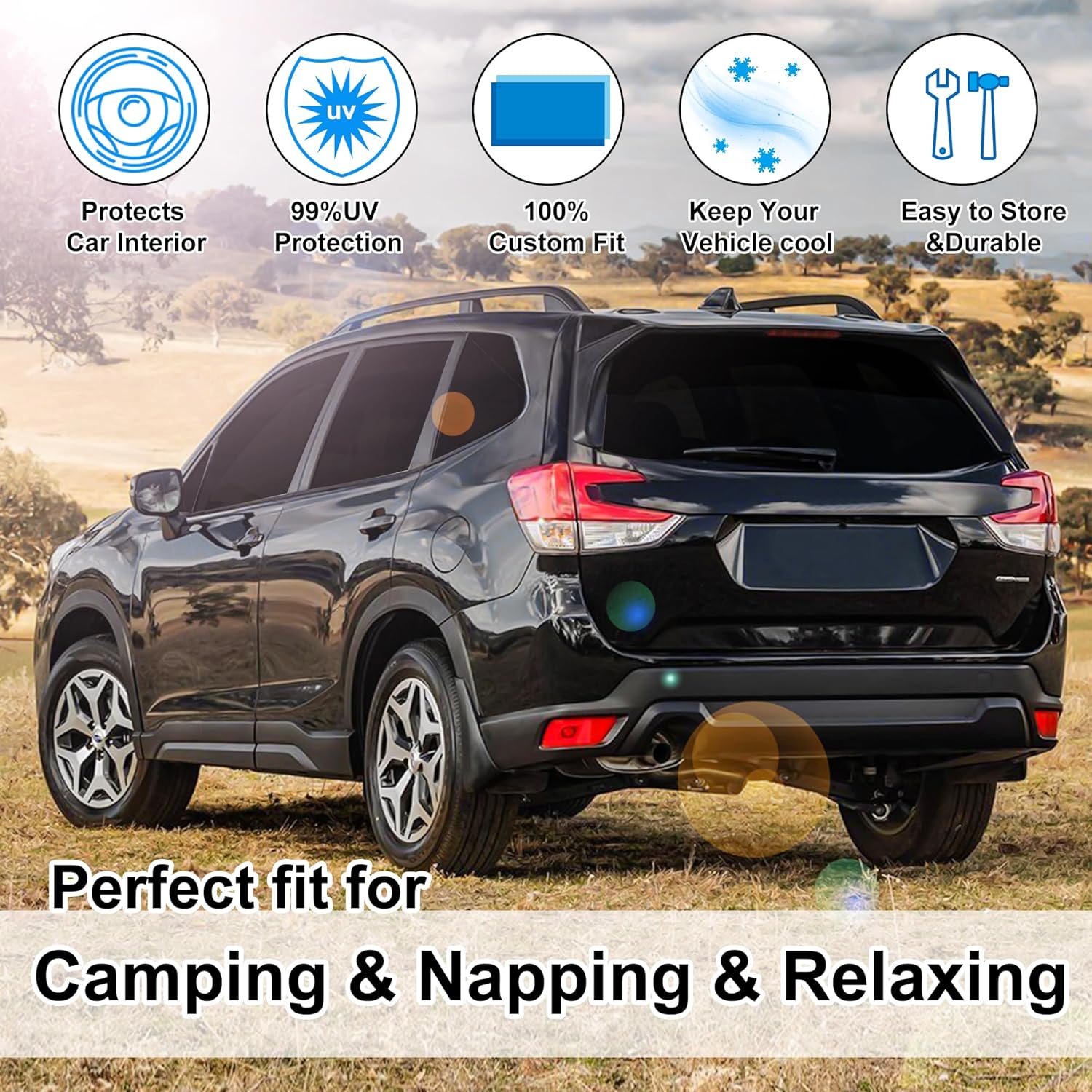 Thumbnail 5 de TINGLU Window Shades for Subaru Forester (2019-2024) – 8-Piece Full Window Sun Shade Kit