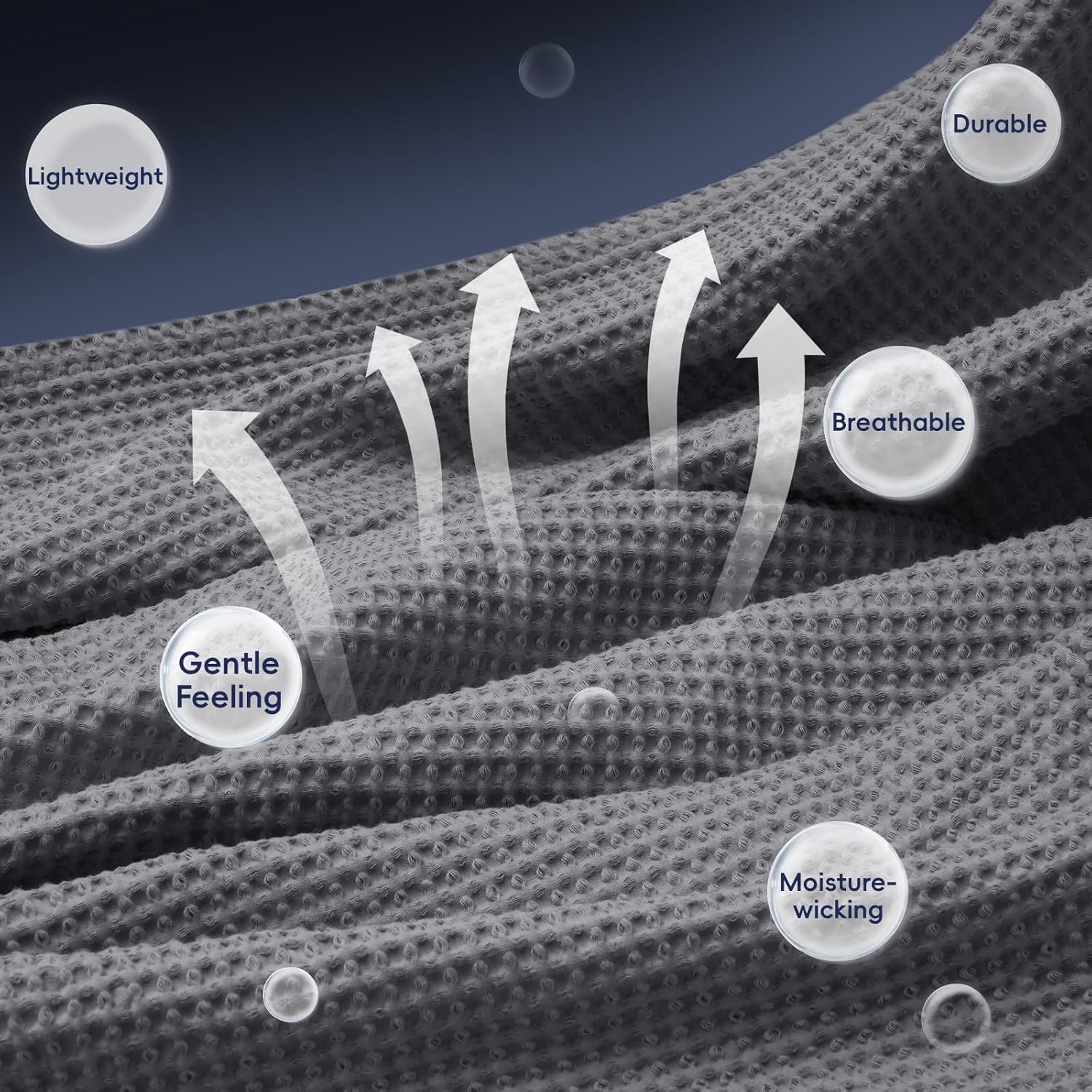 Thumbnail 4 de PHF 100% Cotton Waffle Weave Blanket King Size (220 x 240cm) in Charcoal Grey