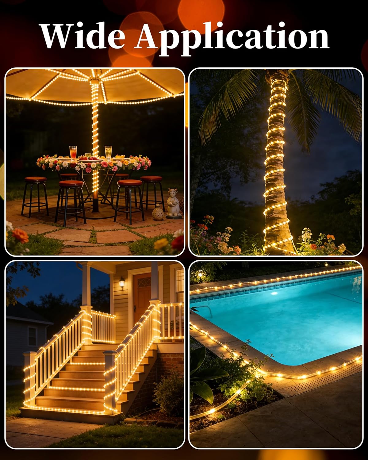 Thumbnail 5 de Tacobey Solar Rope Lights Outdoor – 32.8ft, 100 LED with Timer and 8 Modes