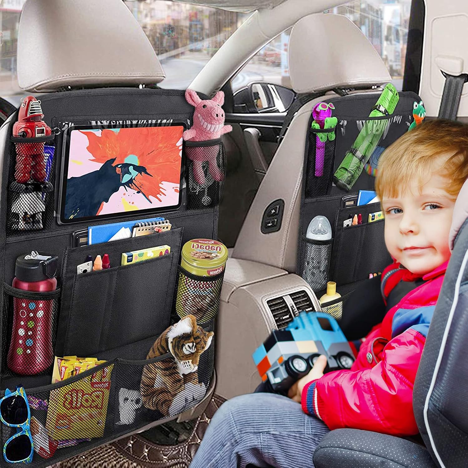 Thumbnail 3 de BillyBath Rückenlehnenschutz Auto Kinder – 10-Fächer Organizer mit 10 Zoll Tablet-Fach, wasserdicht, 62 × 42 cm