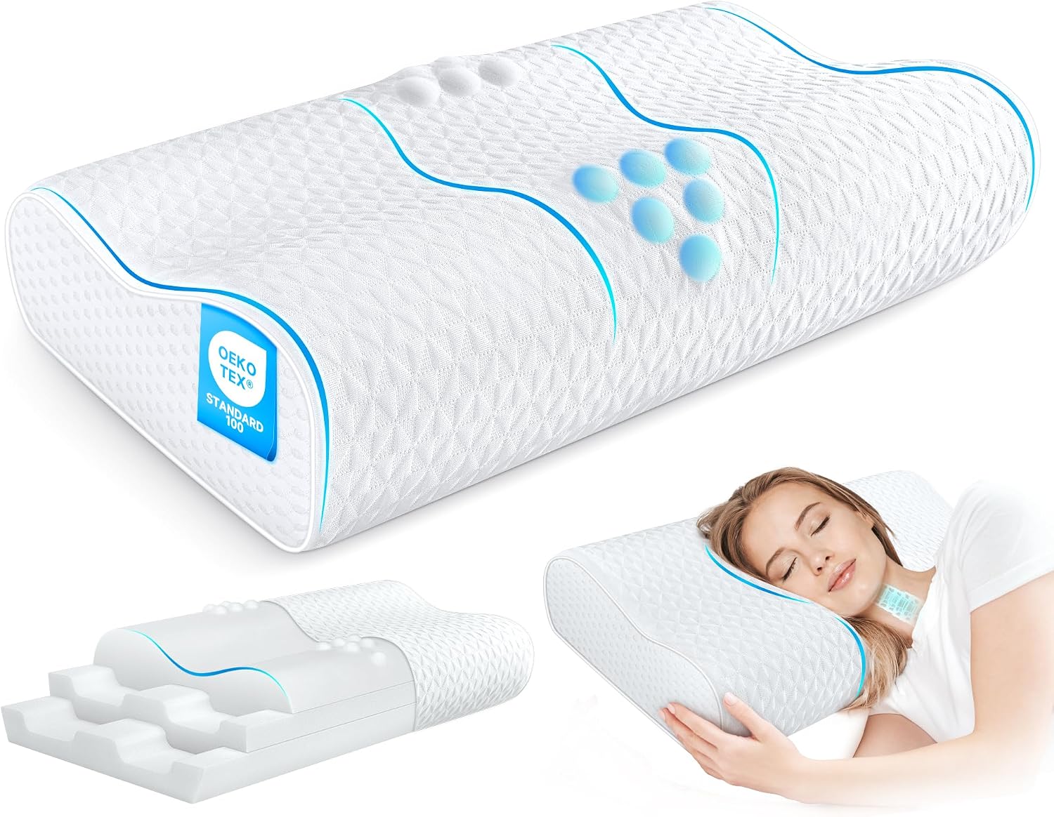 Detalle de Zibroges Cervical Pillow with Memory Foam