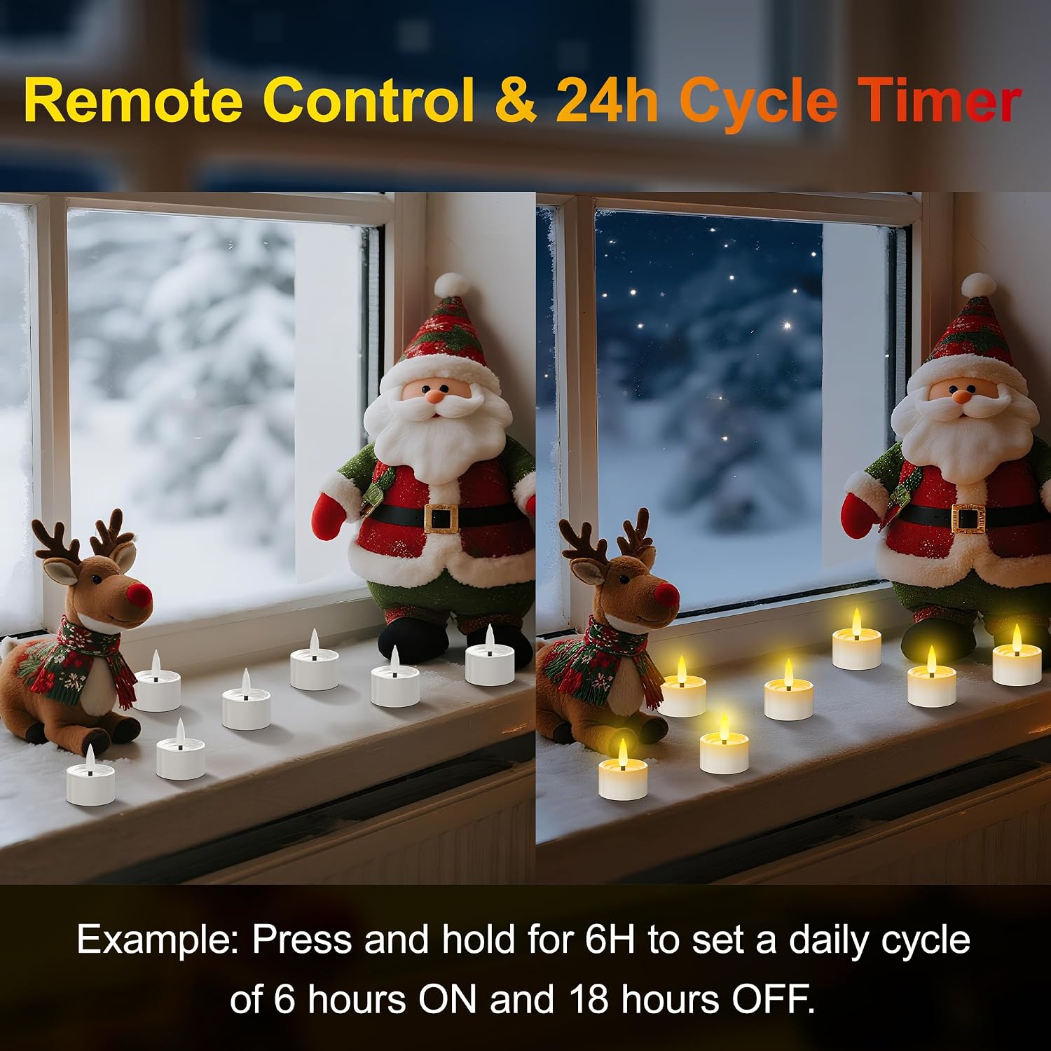 Detalle 1 de YiaMia LZ040-4 Rechargeable LED Tea Lights, 12-Pack with Remote and Timer