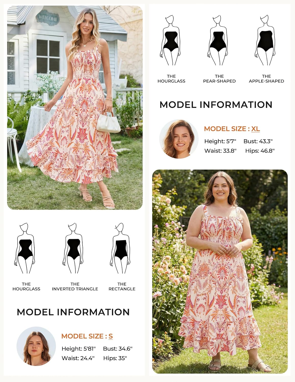 Detalle de GRACE KARIN Women's 2026 Summer Floral Boho Dress: Square Neck Maxi with Straps