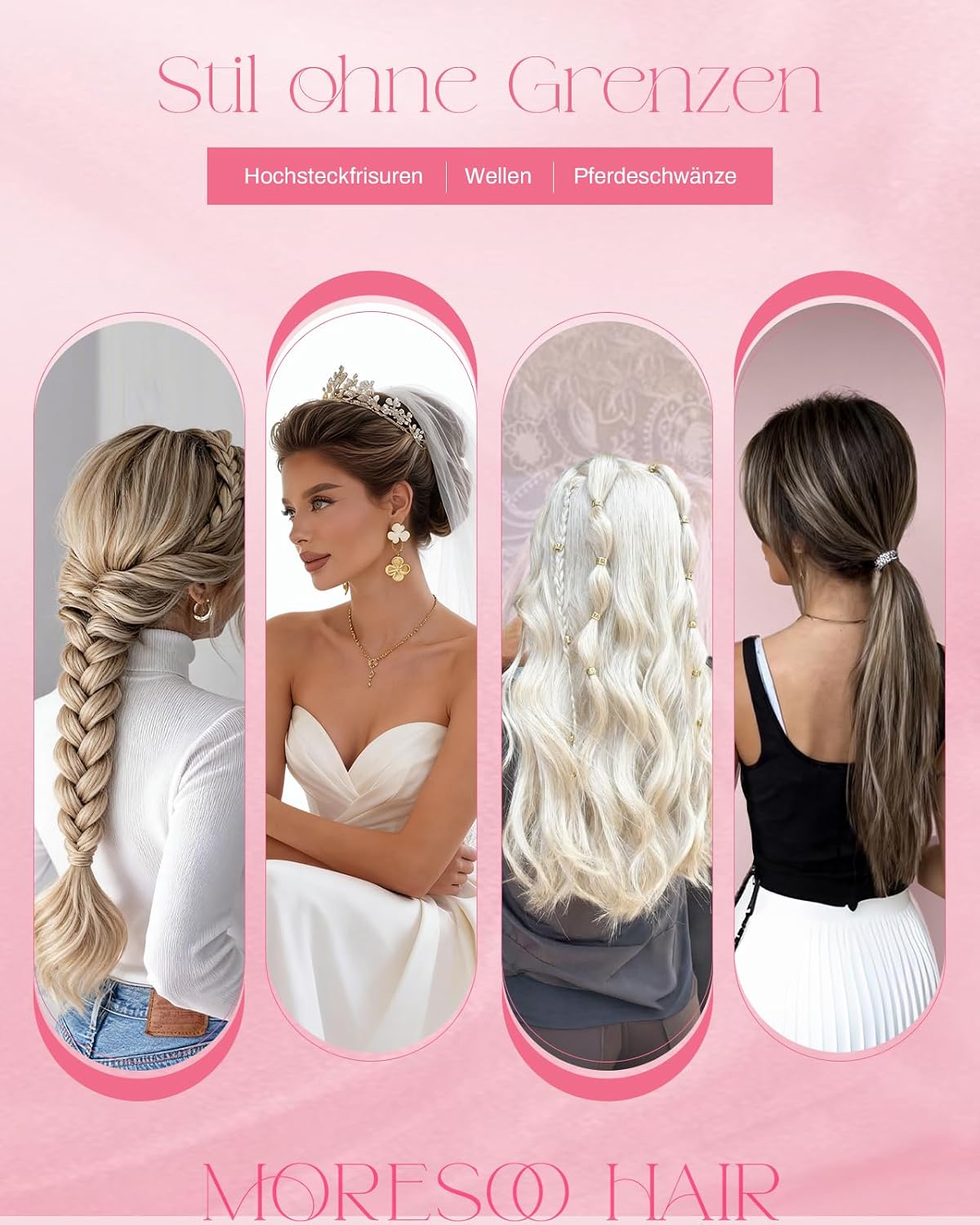 Thumbnail 6 de Moresoo Tape Extensions Echthaar – 10 Stück, 50 cm, nahtloses Echthaar-Volumenpaket