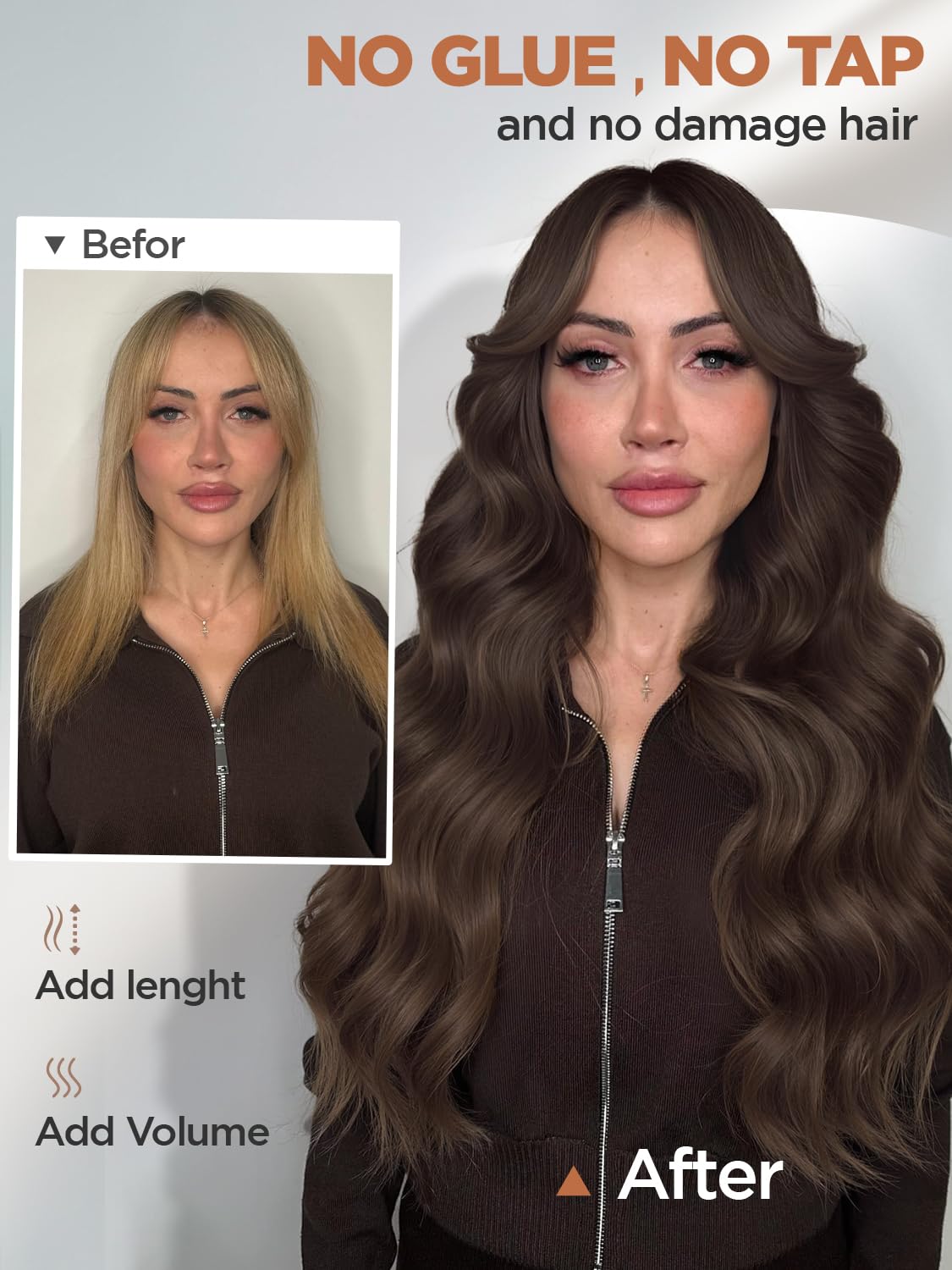 Thumbnail 4 de FANCEE Butterfly Genius OVO Weft Human Hair Extensions (22-inch, 100g) in Brown