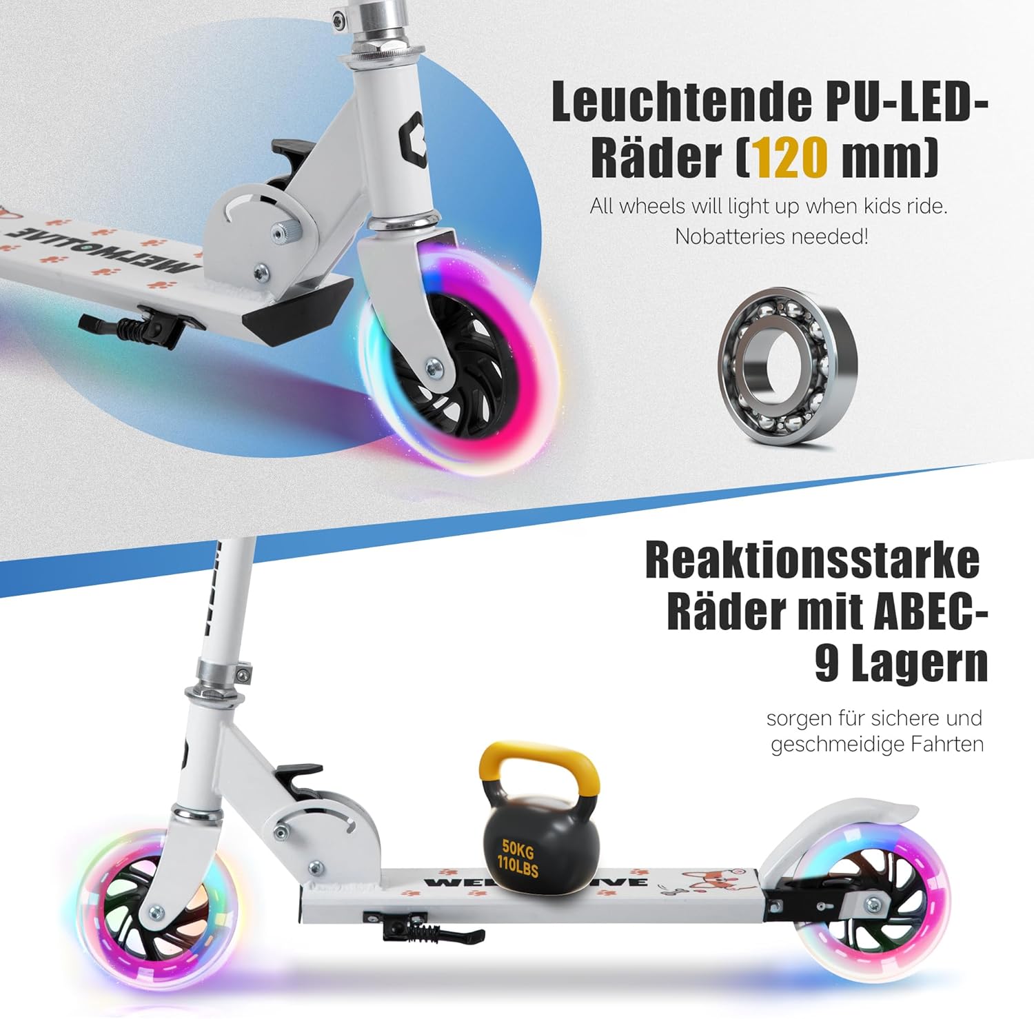Thumbnail 2 de Roller Kinder 2 Räder LED Klappbar