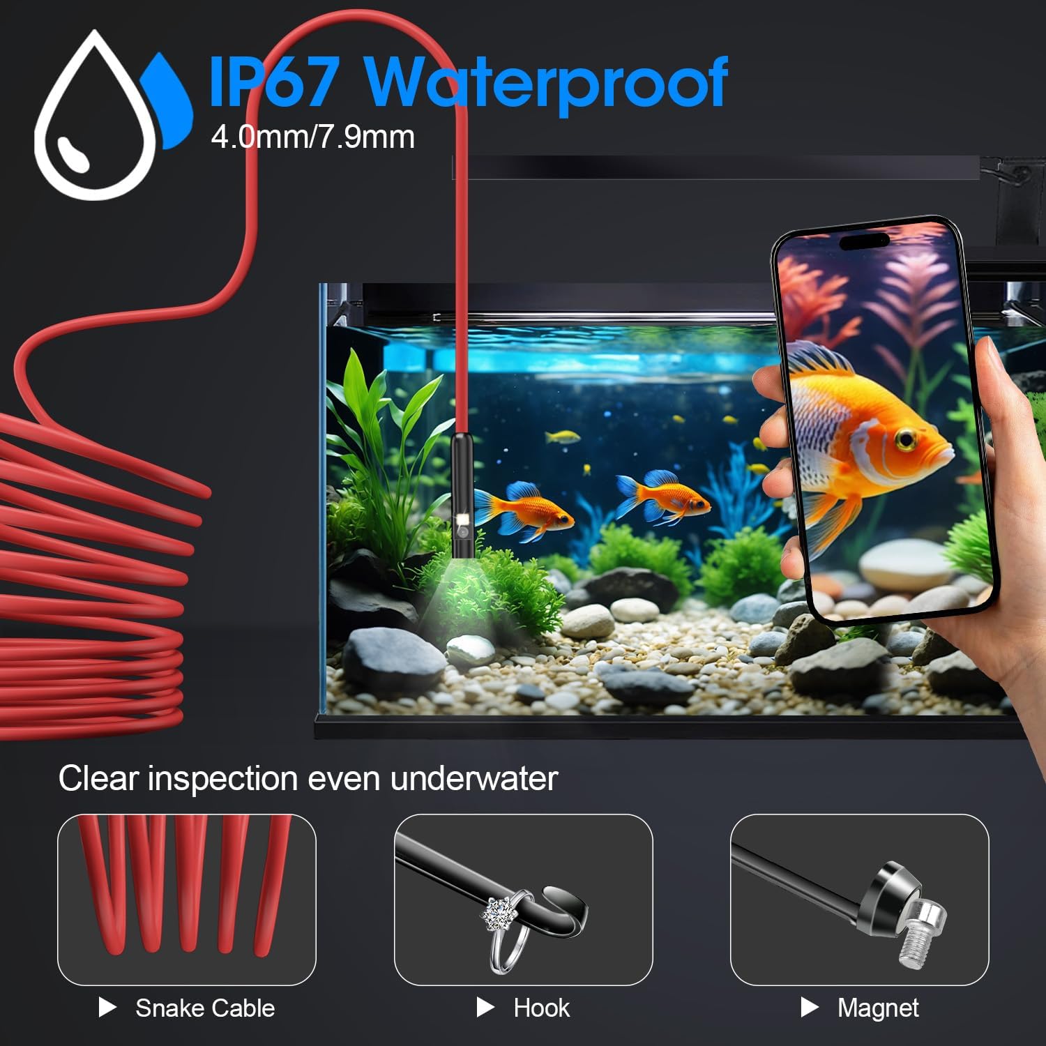 Thumbnail 3 de PAPIBLU Dly006+3m+Dual-Lens Endoscope Borescope, 1920×1440, 8 LEDs, IP67