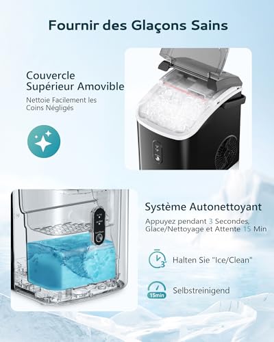 Detalle de EUHOMY Machine à glaçons 15 kg/24 h — compacte, économe et facile d’entretien