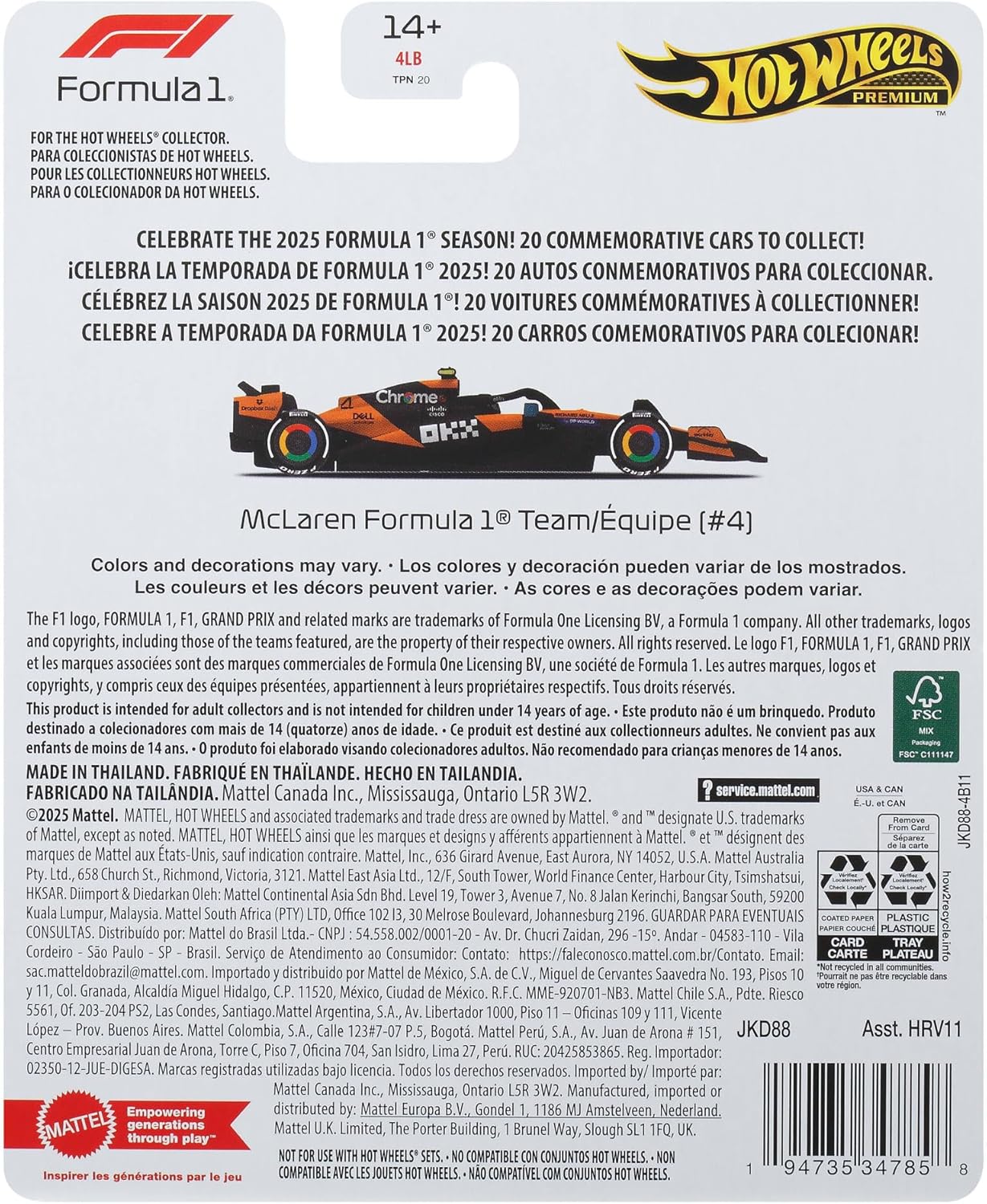 Thumbnail 6 de Hot Wheels Premium Formula 1 - McLaren Race Team Driver 2: auto da corsa 1:64 in metallo con Real Riders