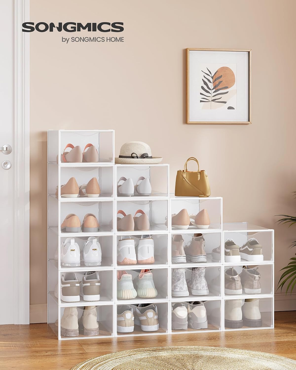 Detalle 2 de SONGMICS LSP318W01 scatole per scarpe trasparenti 18 pezzi