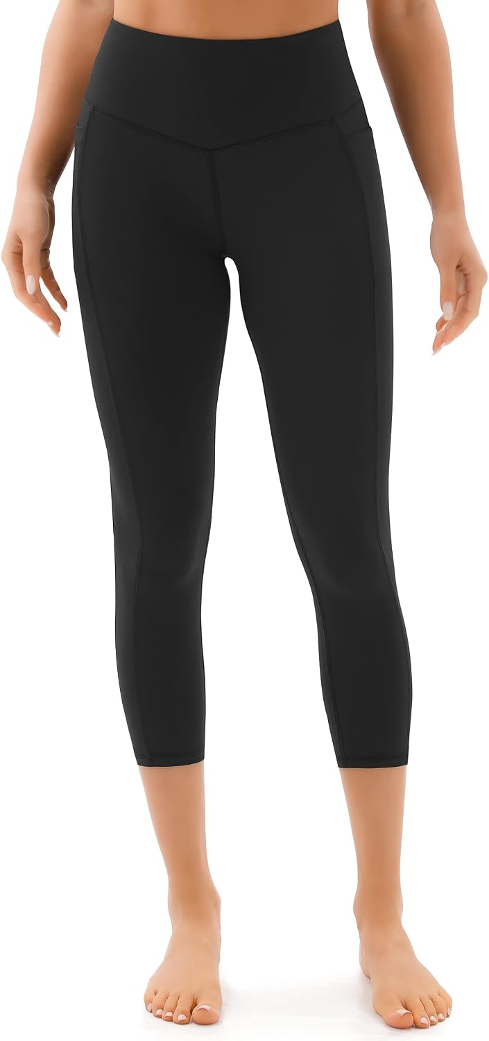 Detalle de JOYSPELS Women's Gym Leggings with Pockets – High Waisted, Tummy Control (Full Length & Capri)