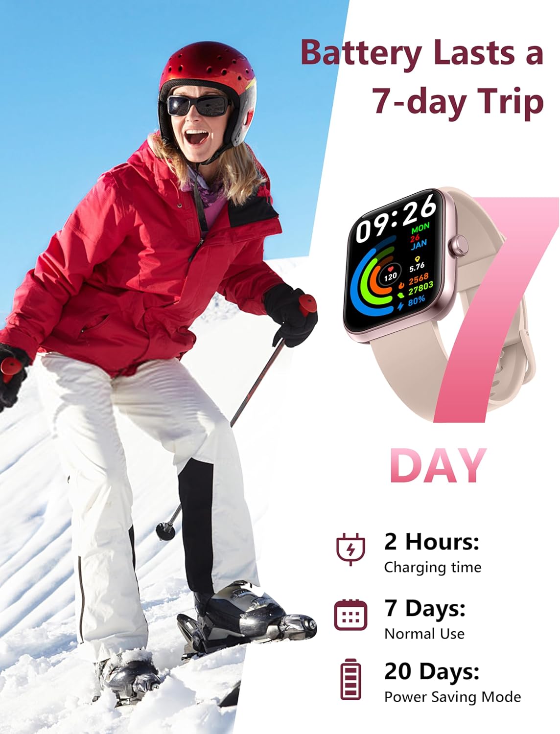 Thumbnail 6 de KALINCO 1.83-inch Smart Watch for women & men with Alexa calls, IP68 fitness tracking and 24/7 health monitoring