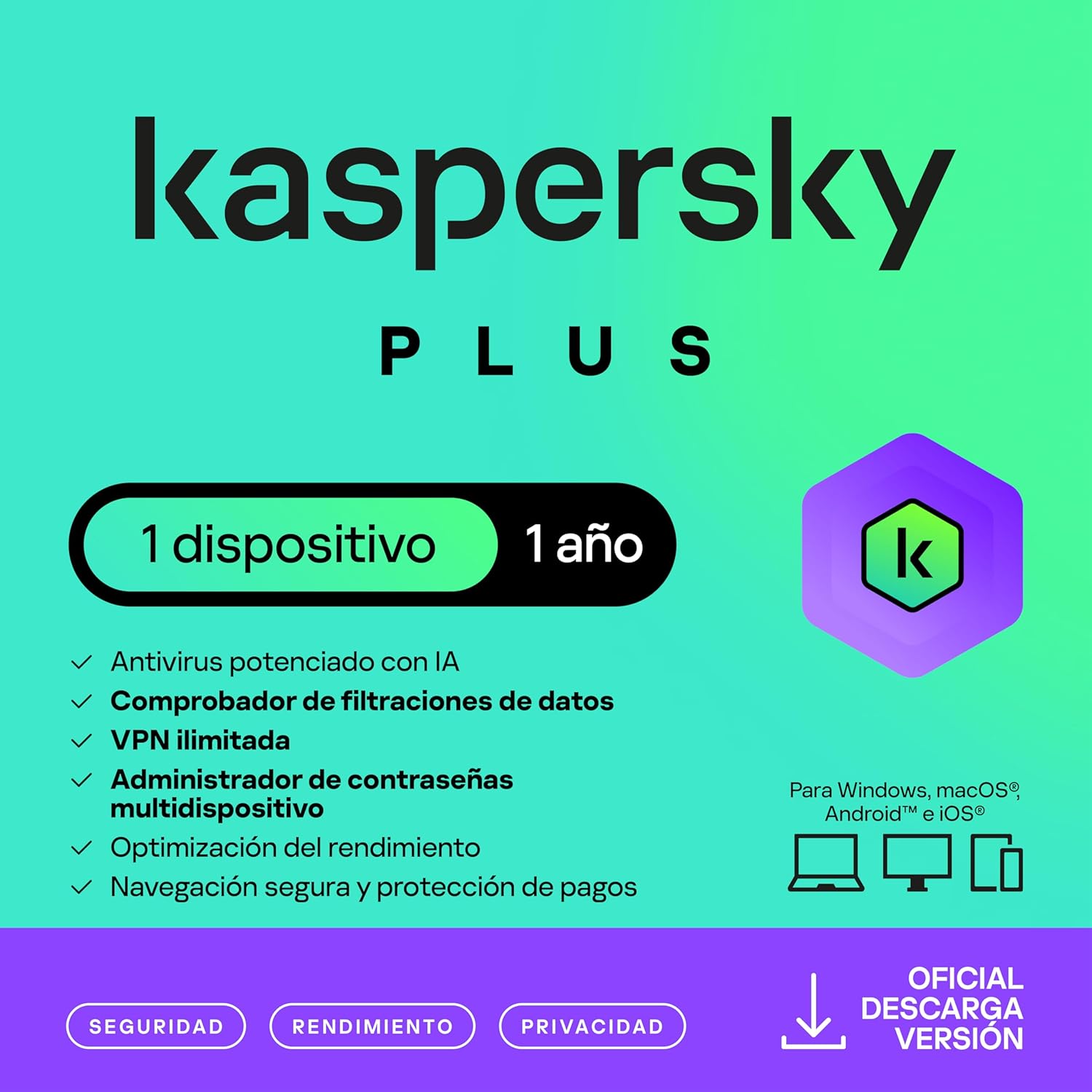 Detalle de Kaspersky Plus Internet Security 2026