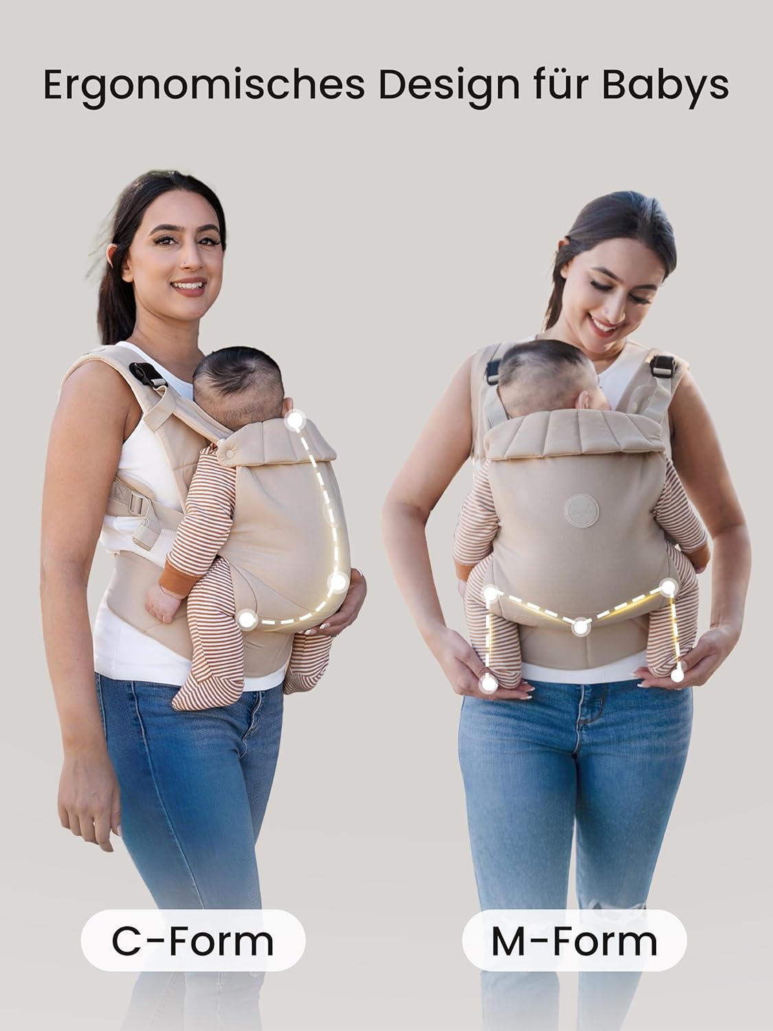 Thumbnail 4 de Grownsy Babytrage mit Ein-Klick-Schnalle und Kopfstütze (3–20 kg) – khaki