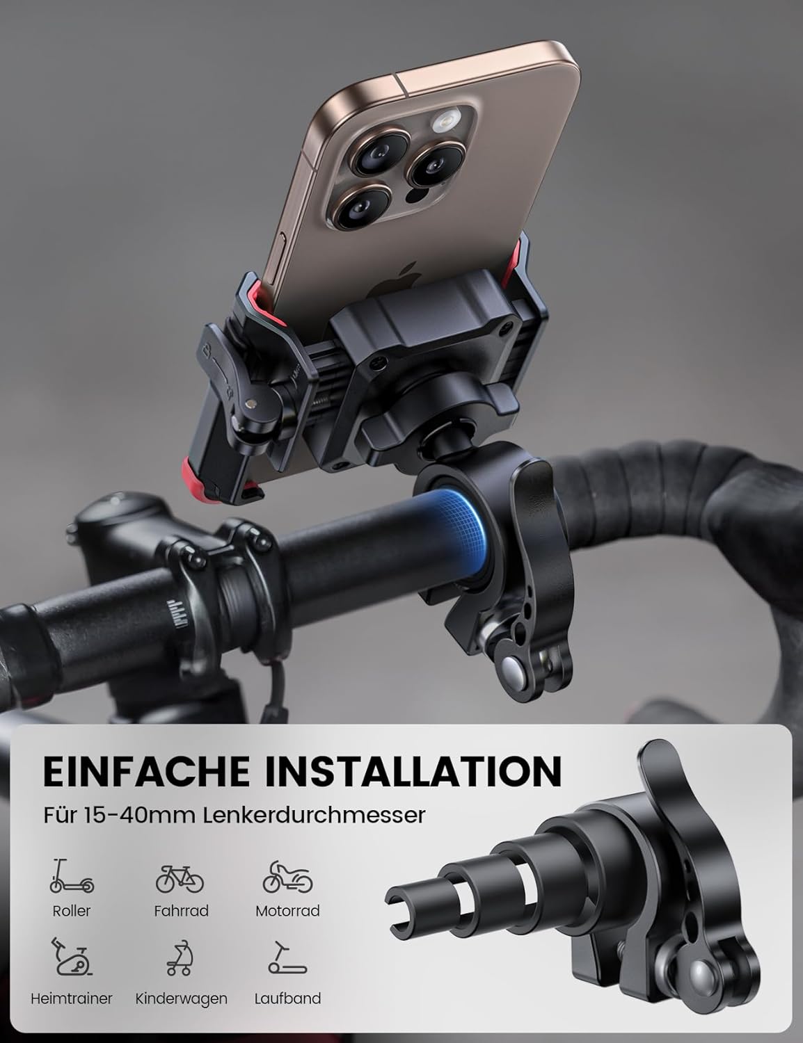 Thumbnail 5 de Lamicall Fahrrad Handyhalterung für Motorrad & Fahrrad – 360° drehbarer Smartphone-Halter am Lenker