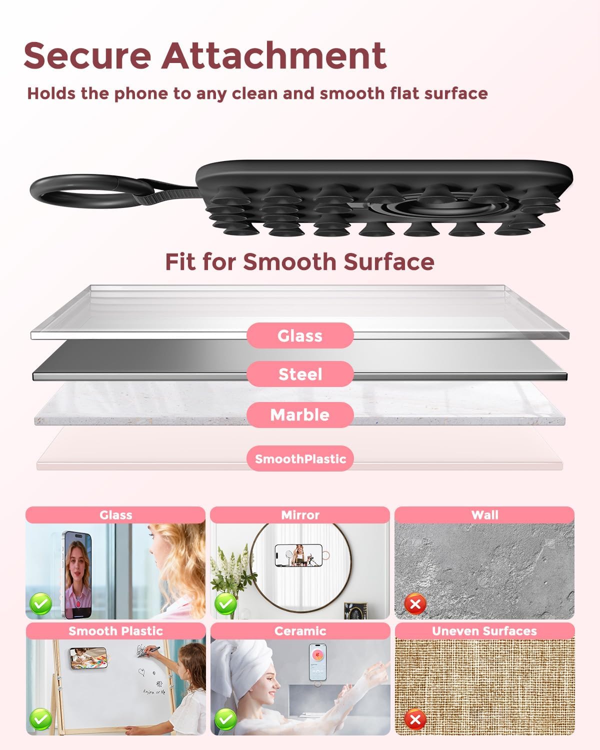 Thumbnail 6 de Syncwire Magnetic Suction Phone Mount for MagSafe (Midnight Black) with Silicone Octo Cup Grip Ring