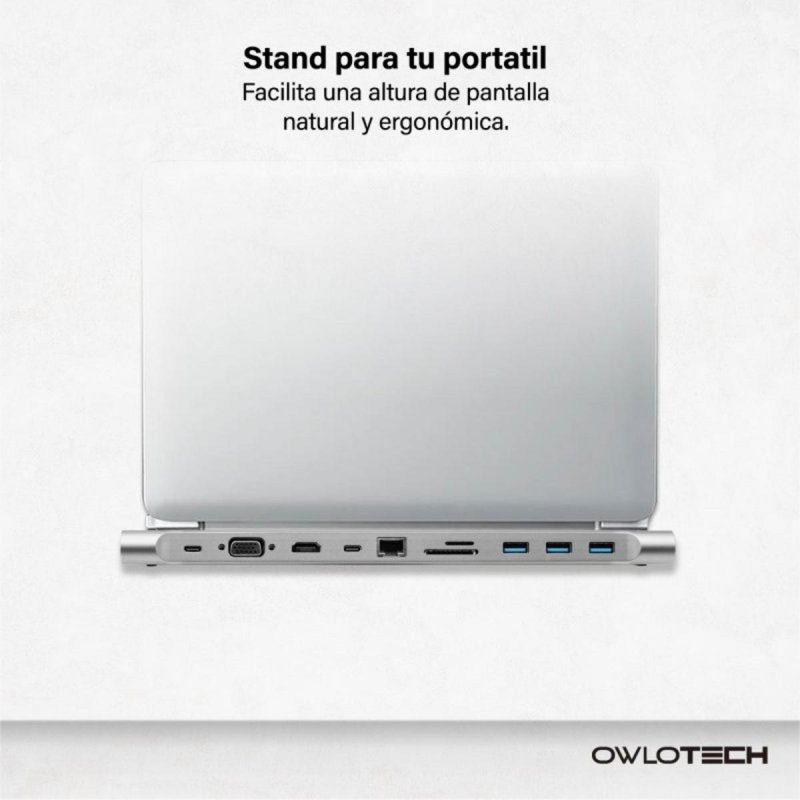 Detalle 2 de Owlotech HUB Docking 11 en 1 USB-C a HDMI y VGA