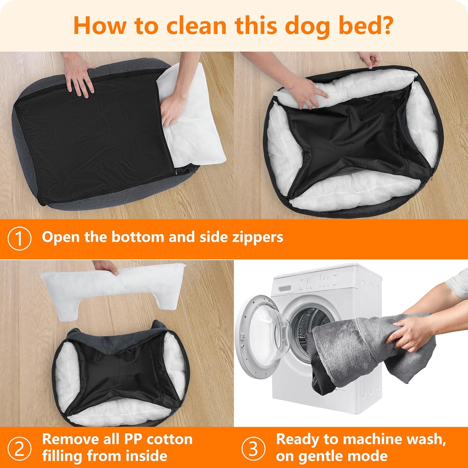 Thumbnail 6 de HMTOPE Hundebett – abnehmbar, waschbar und rutschfest, 120 × 90 × 30 cm