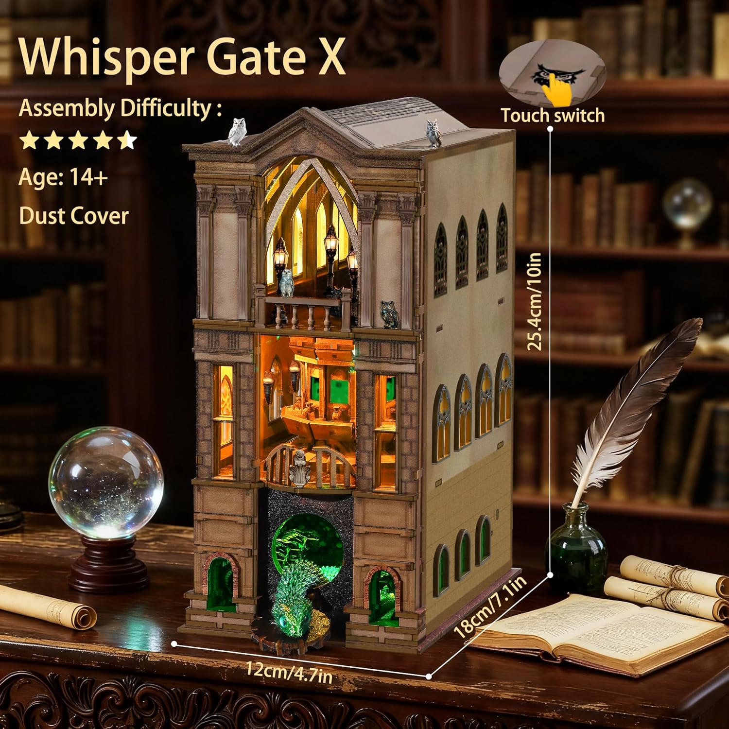 Thumbnail 2 de Book Nook Magic Kit – DIY Miniaturhaus „The Whispering Gate“ mit LED-Licht (351 Teile)