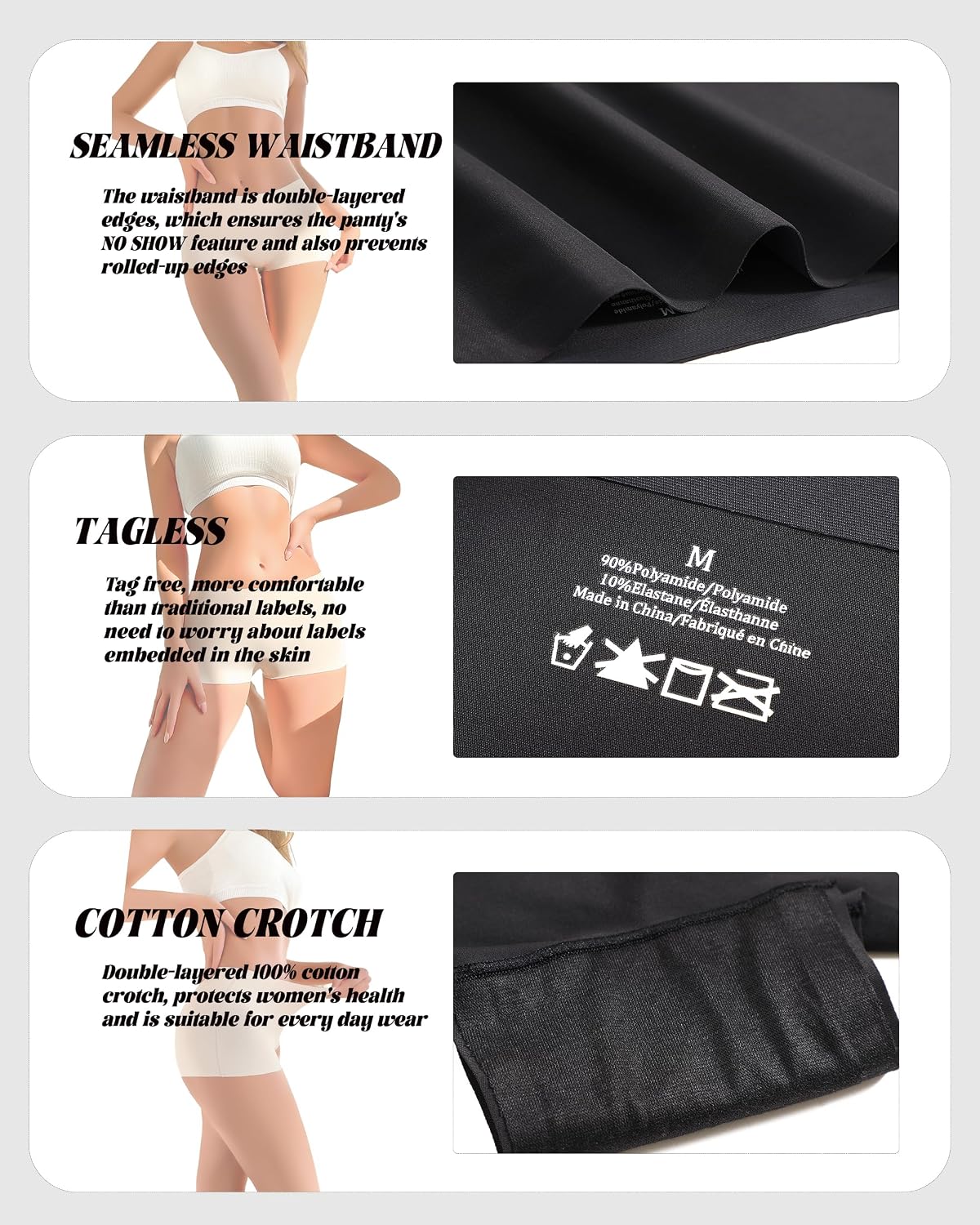 Thumbnail 4 de CUTE BYTE Seamless Boyshort Underwear for Women, 4-Pack with Tagless Design