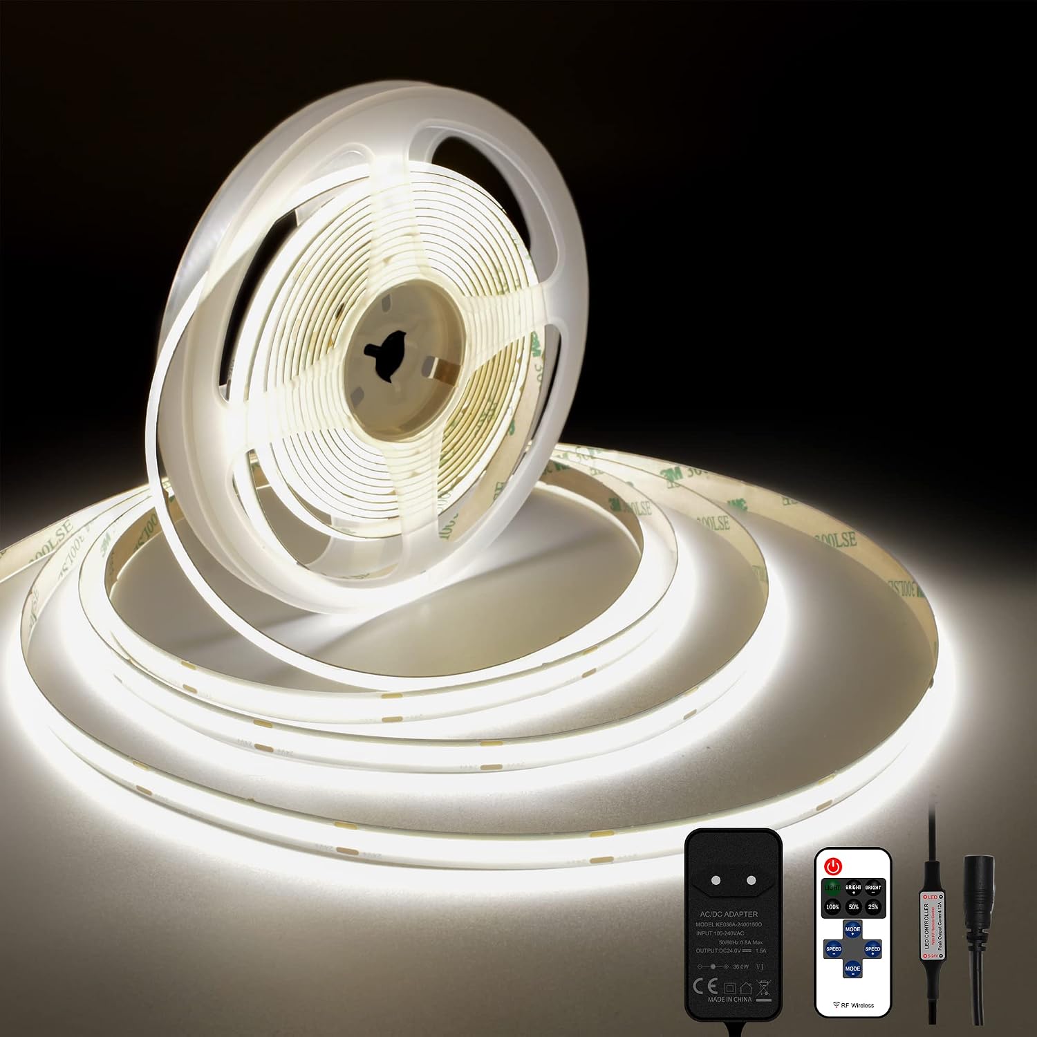 Detalle de TTWAY TT-510MS COB-ledstrip 5 m, 4000 K, dimbaar, 24 V