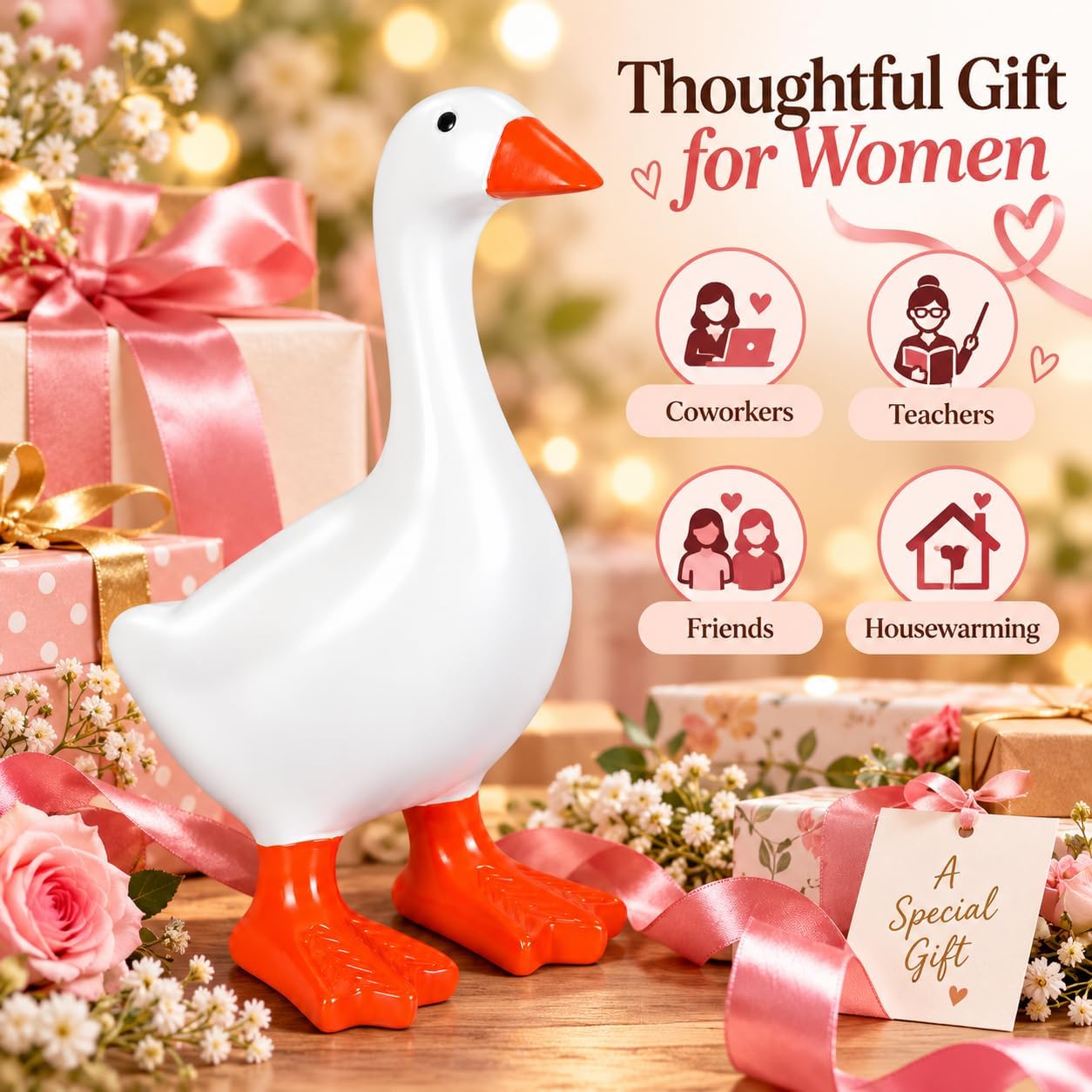 Thumbnail 6 de Desk Goose 7 Inch Cute Office Decor Desktop Statue Gift with Magnetic Beak – Positive Vibes for Women