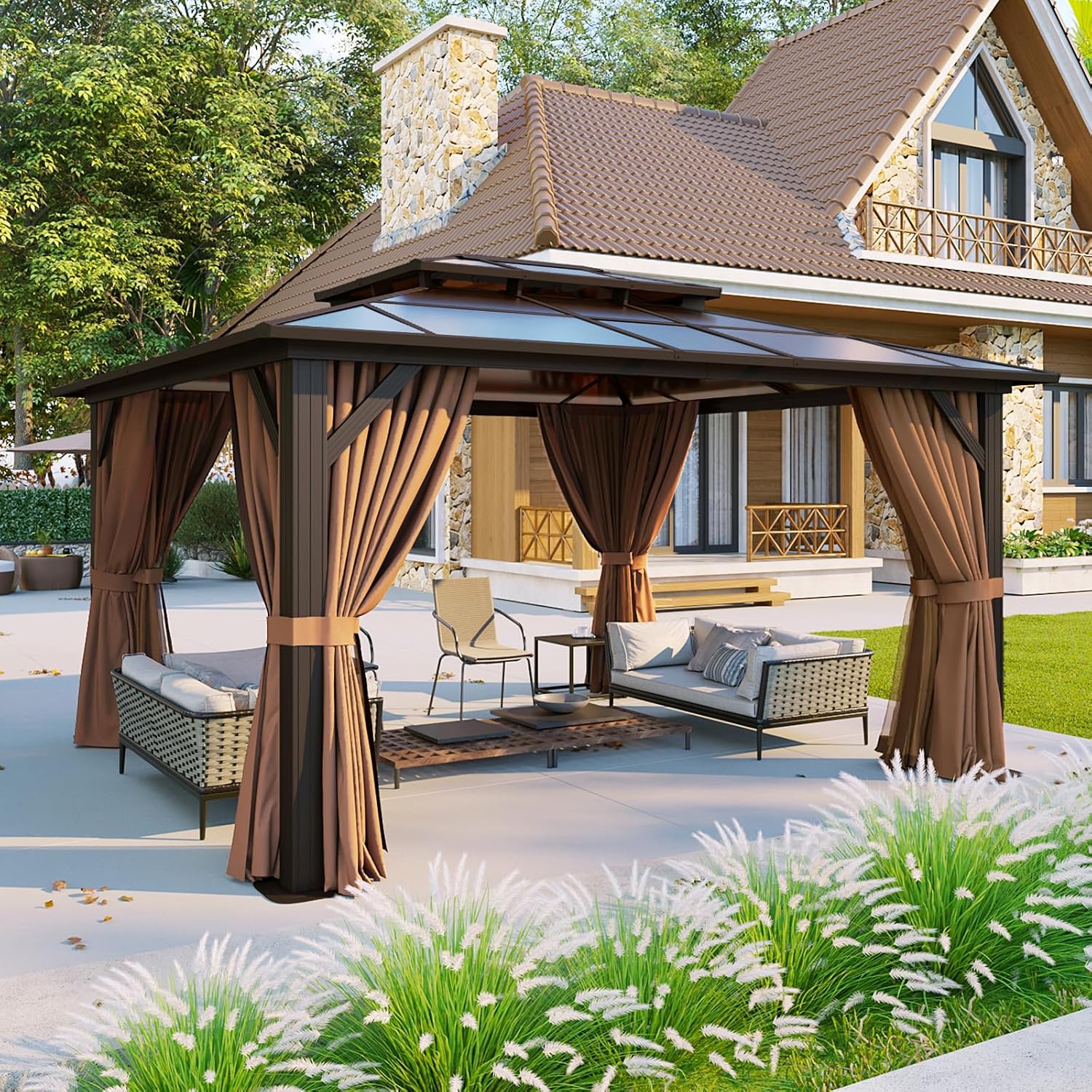Detalle 2 de Aoxun Hardtop Gazebo 12'x10
